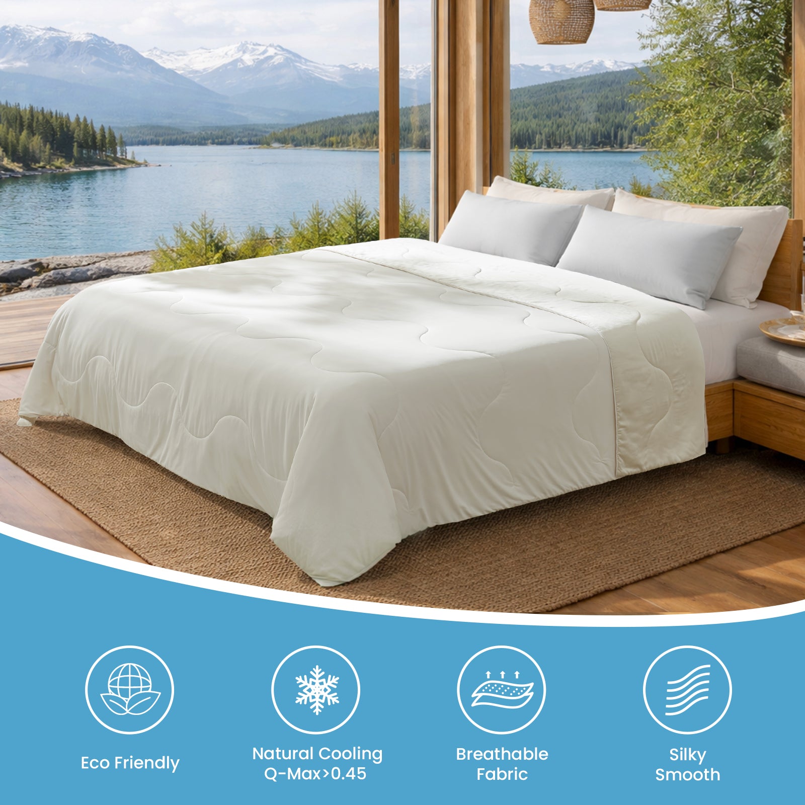 breathable cooling comforter#Color_Snow Ivory