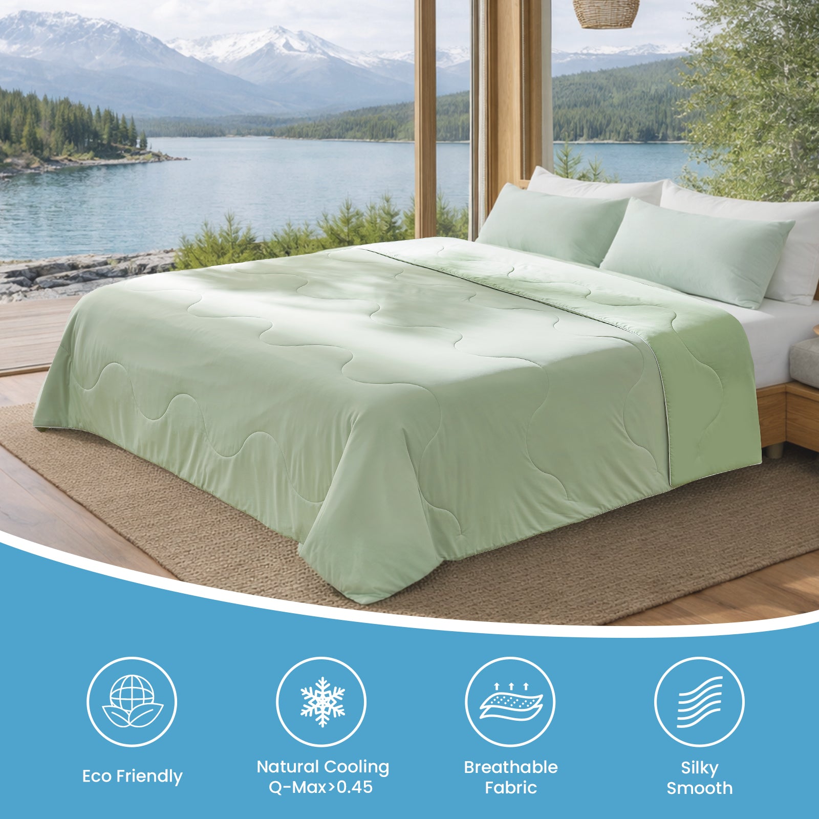 breathable cooling comforter#Color_Sage Green