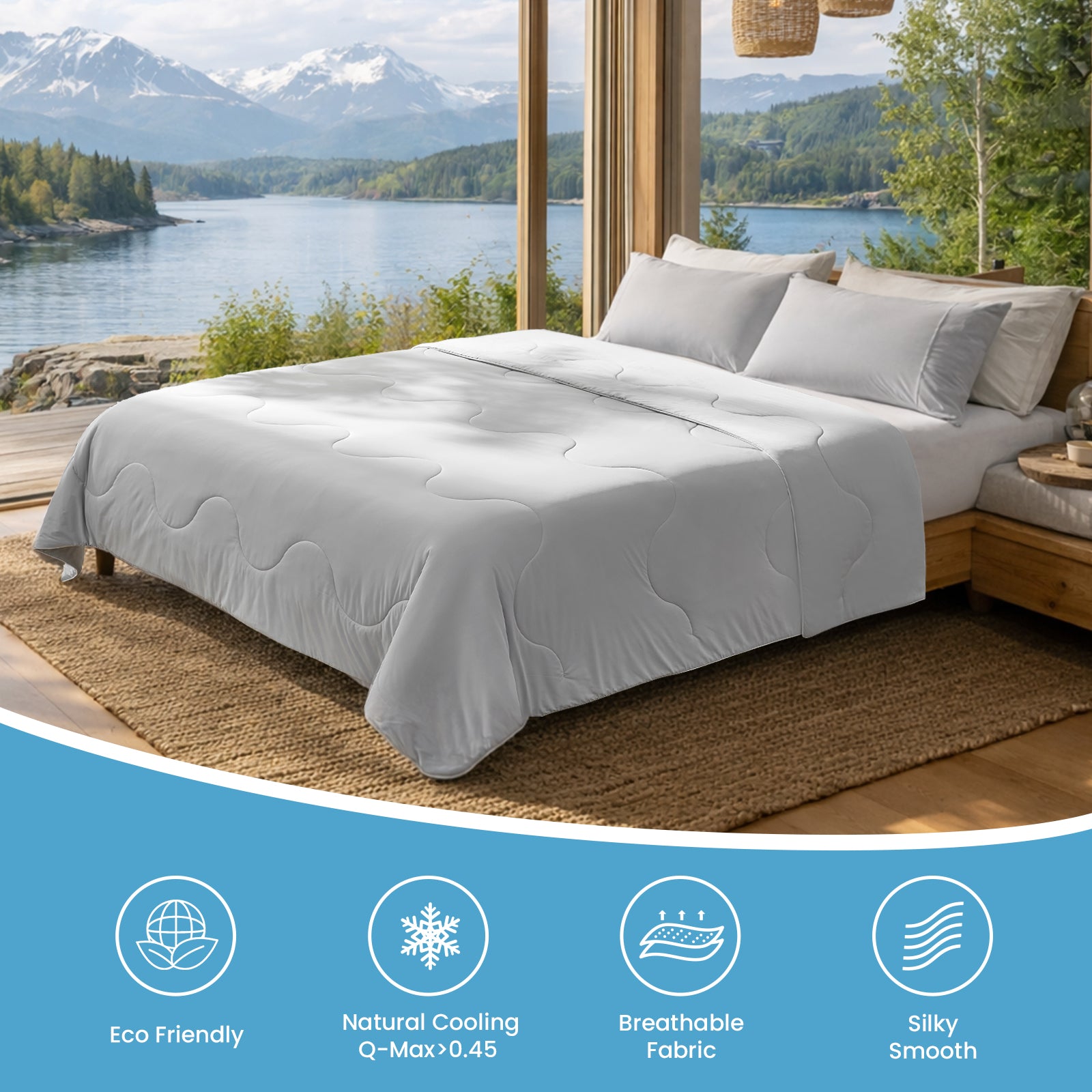 breathable cooling comforter#Color_Light Grey