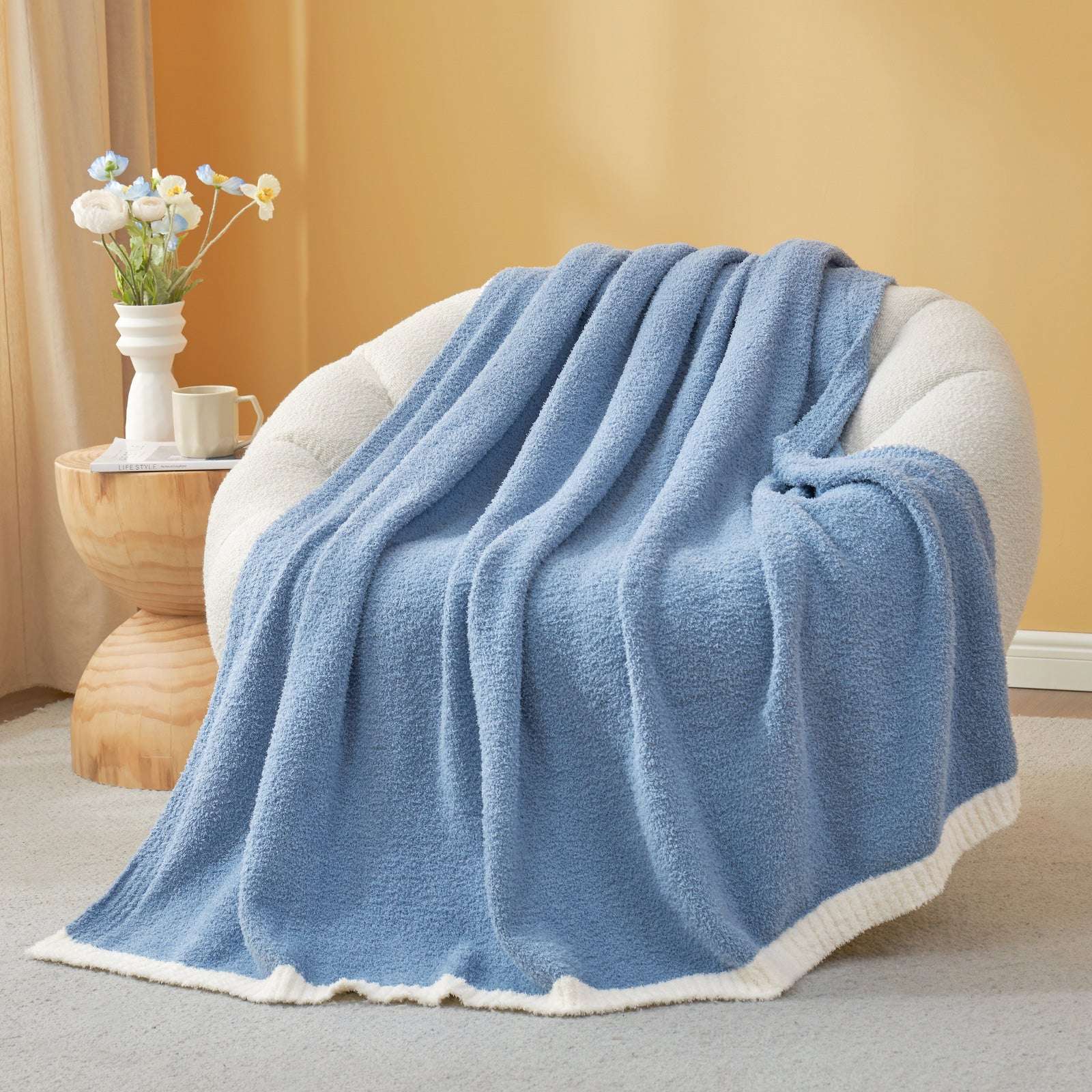 Ultra Soft Solid Throw Blanket - Snuggle Sac - #Color_Blue