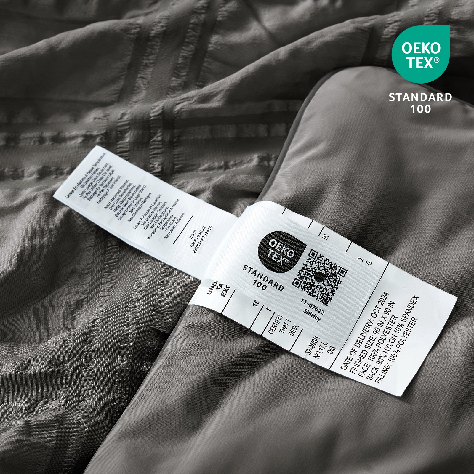 Close up of OEKO TEX Certiificate#color_Dark Grey