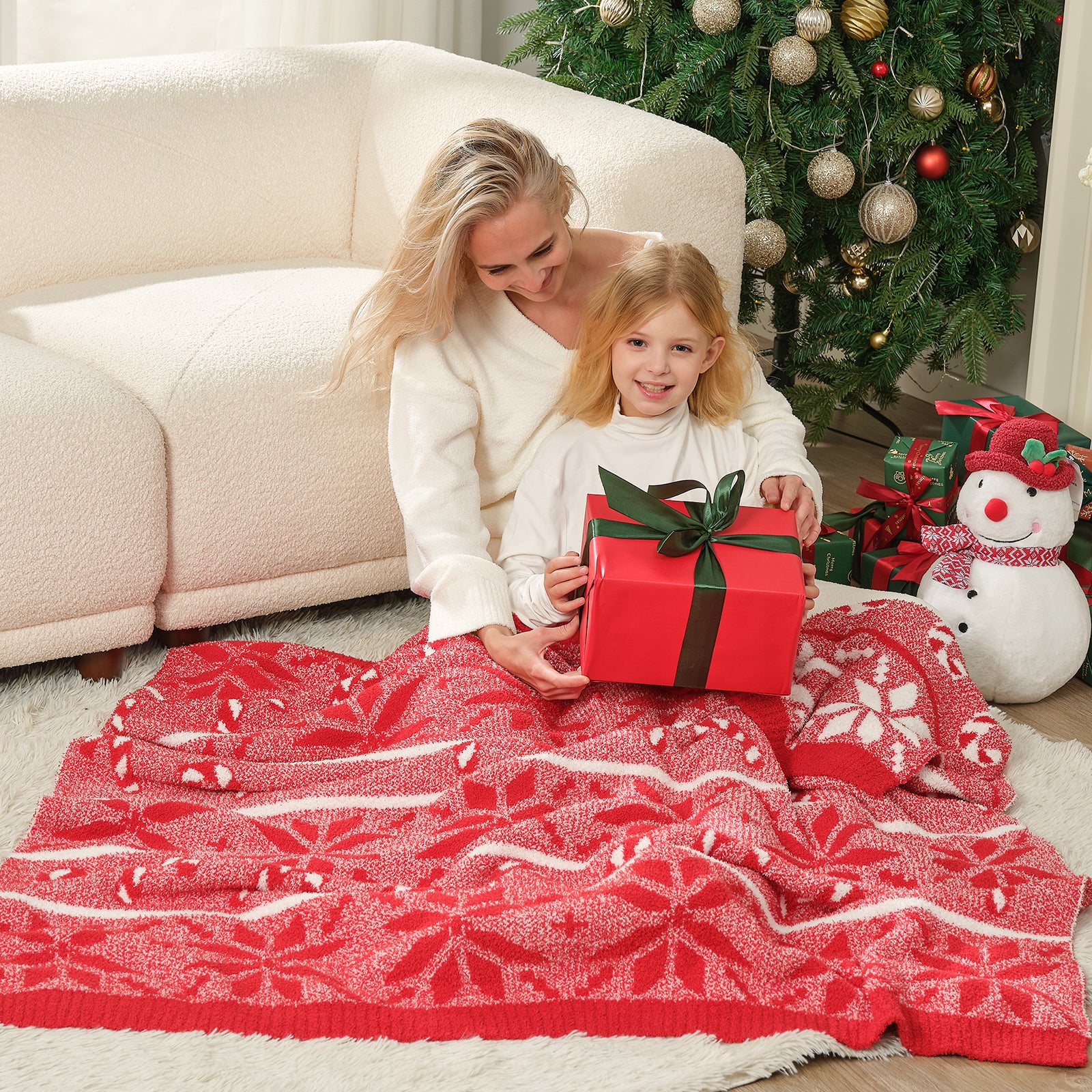 Reversible Christmas Snowflake Throw Blanket