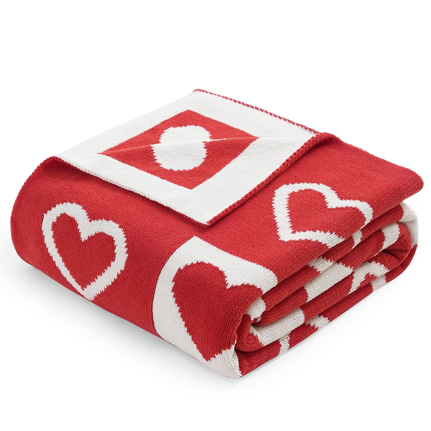 SnugCozy Valentine Love Jacquard Chenille Knit Throw Blanket