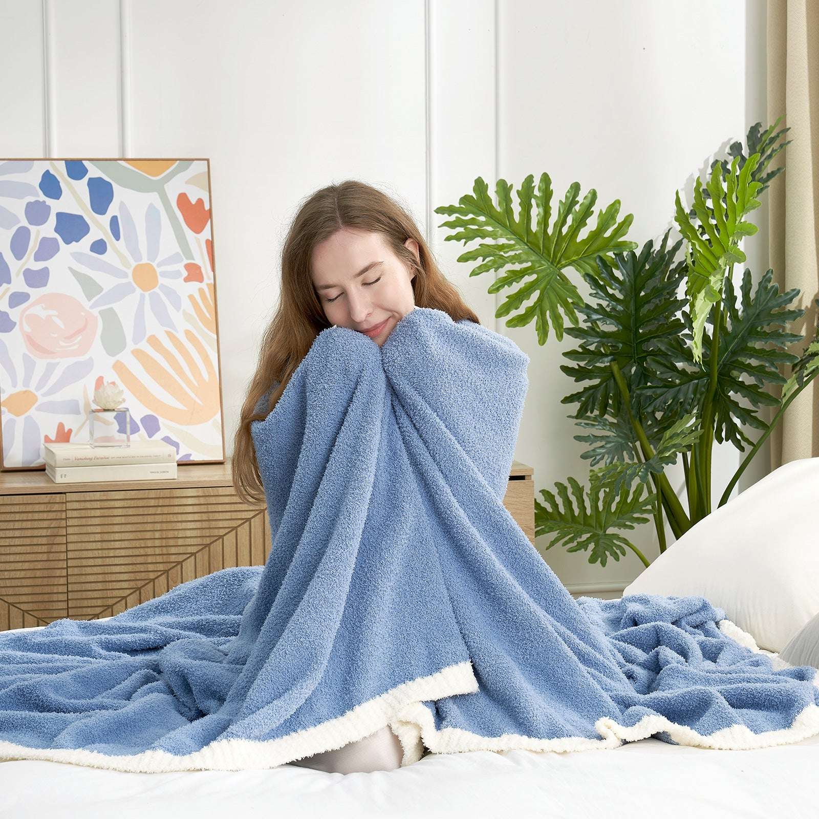 Ultra Soft Solid Throw Blanket - Snuggle Sac - #Color_Blue