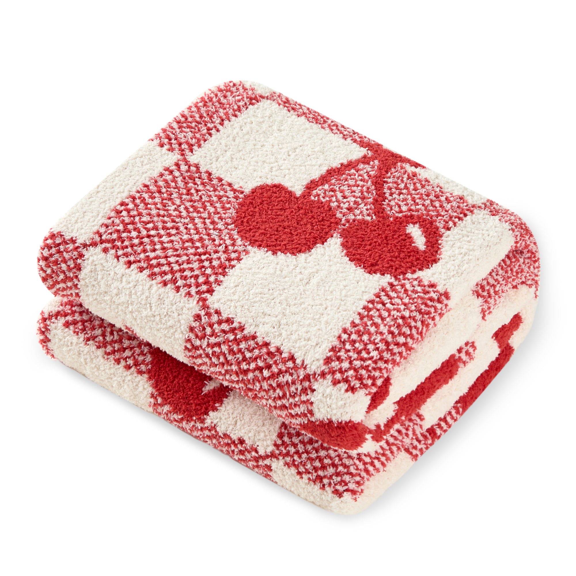 Cherry Checkered Knit Throw Blanket | Snuggle Sac