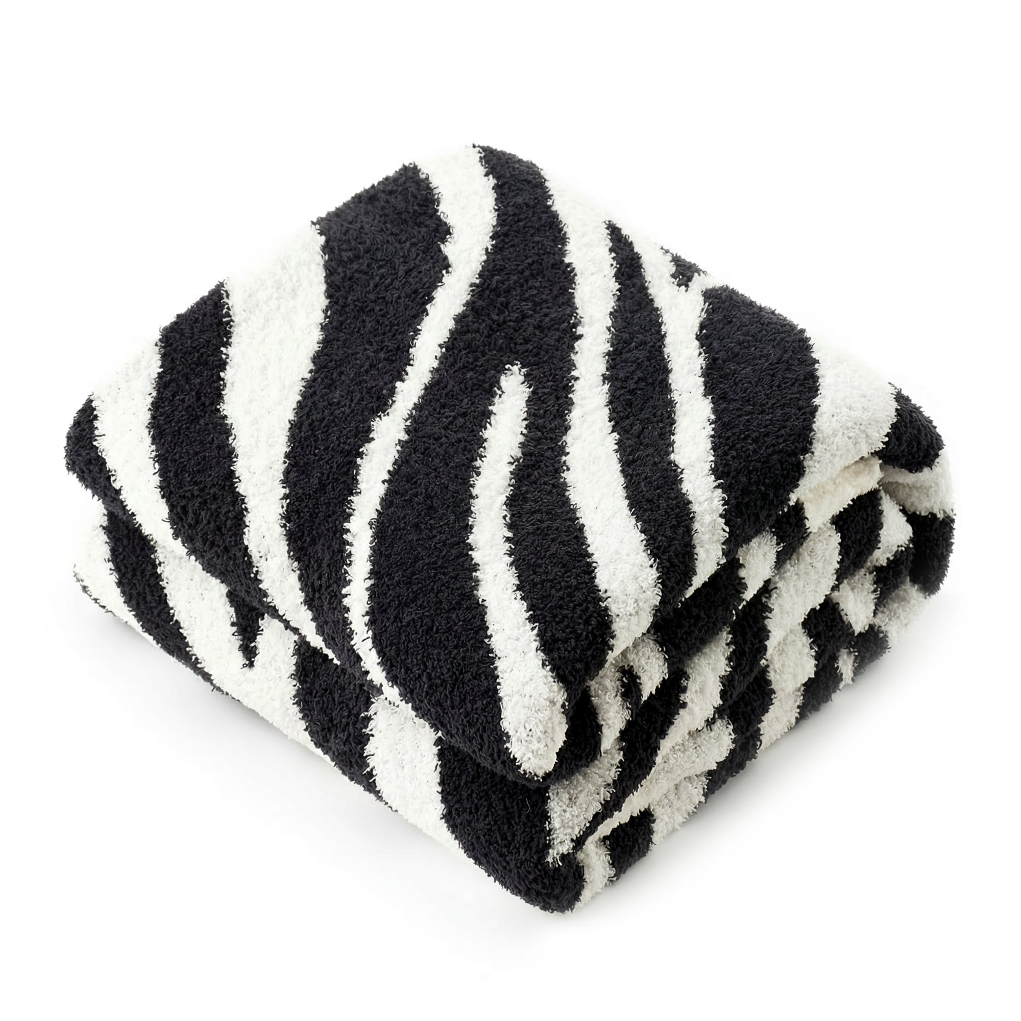 SnugCozy Zebra Pattern Feather Yarn Throw Blanket