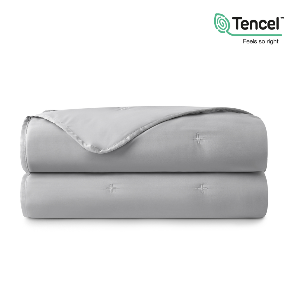 Folded Snuggle Sac Luxurious Tencel™ Lyocell Cooling Comforter#color_Grey
