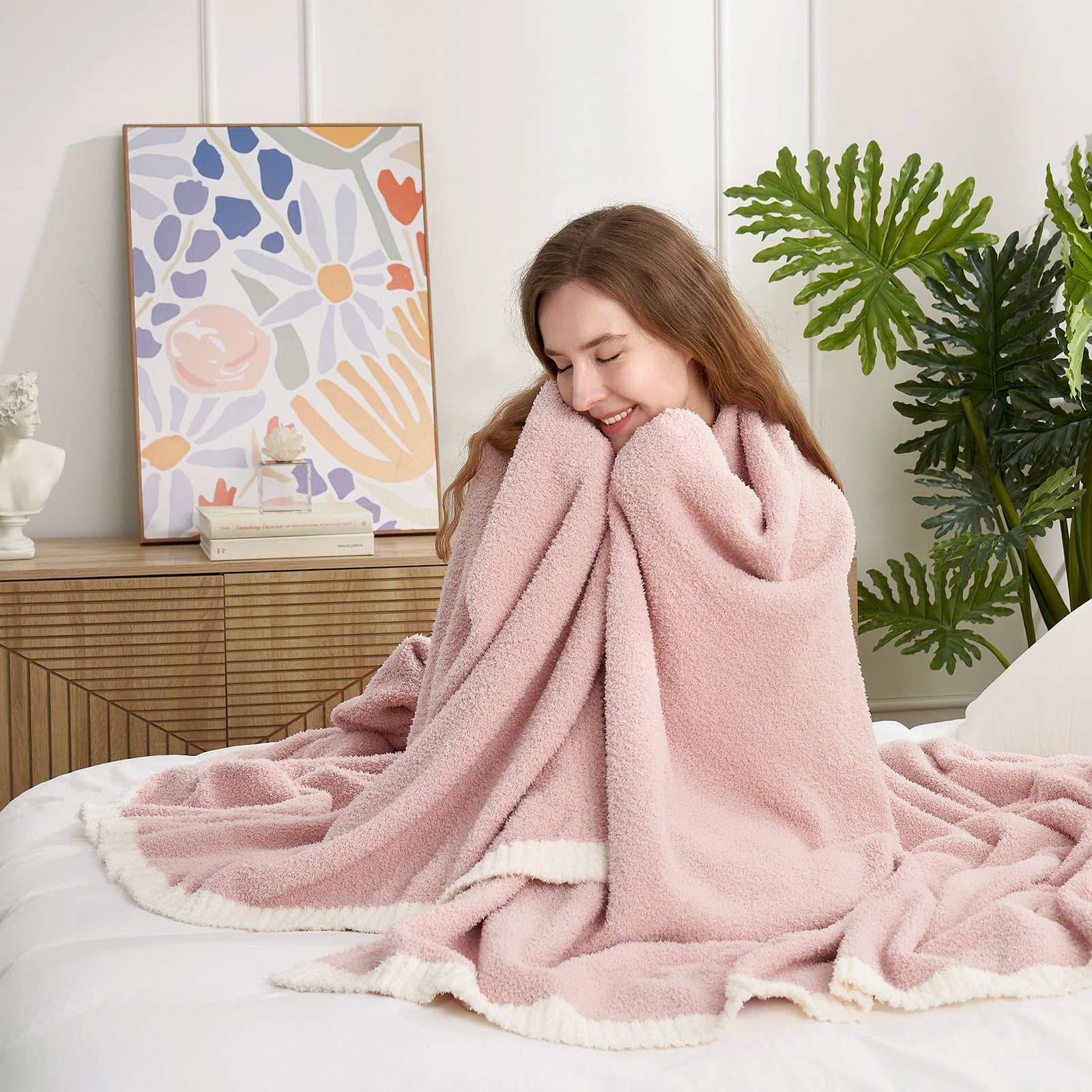 Ultra Soft Solid Throw Blanket - Snuggle Sac - #Color_Pink