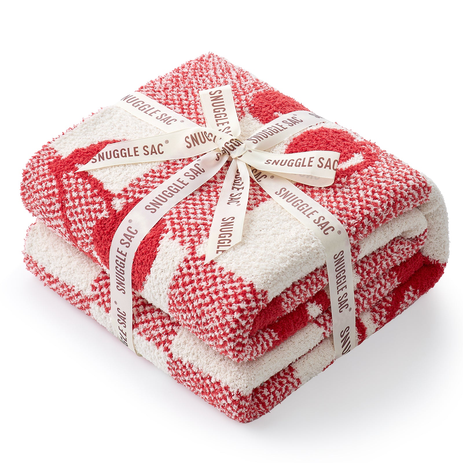 SnugCozy Red Cherry Feather Yarn Throw