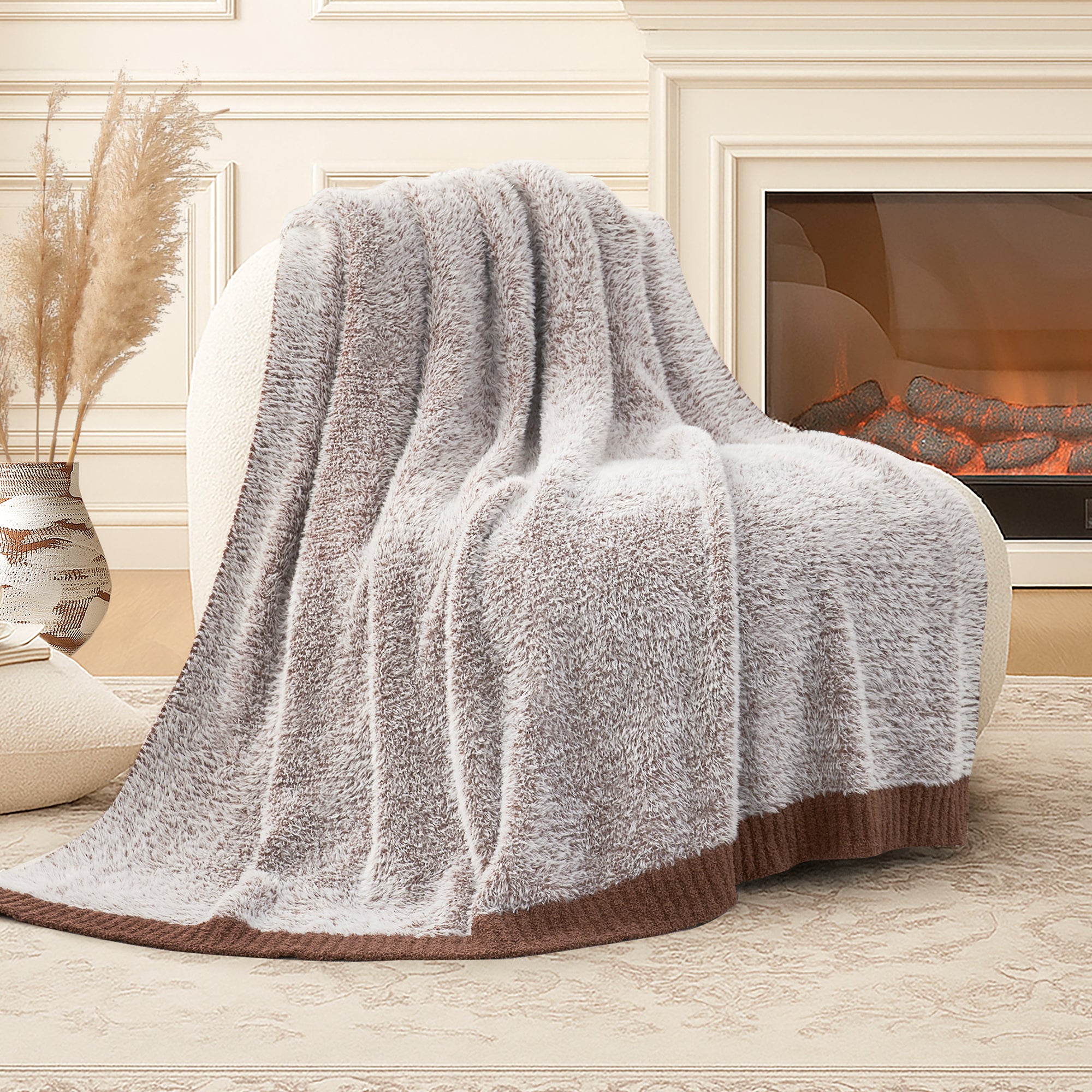 SnugCozy Ultrasoft Faux Fur Knit Throw Blanket