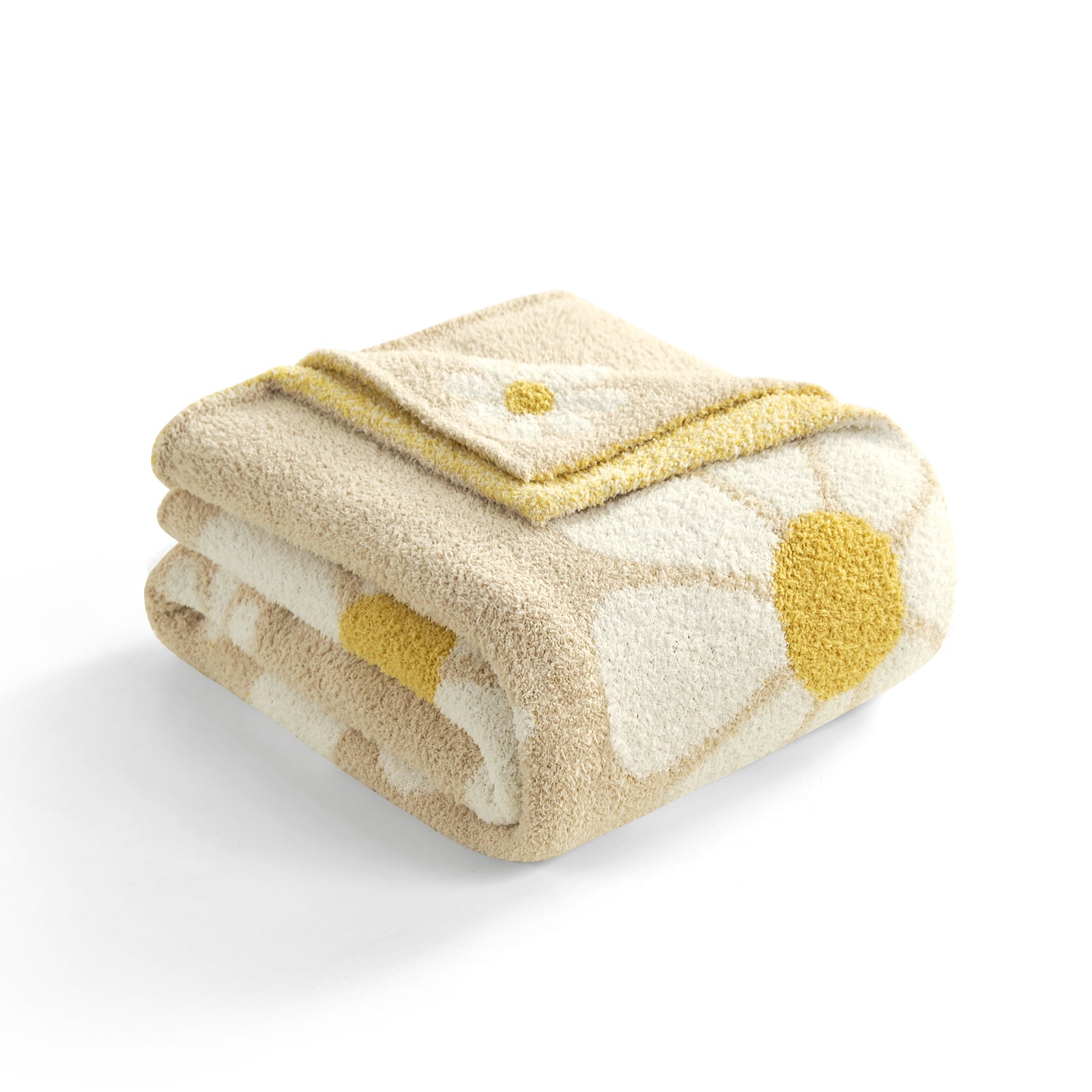 SnugCozy Spring Floral Feather Yarn Knit Throw Blanket