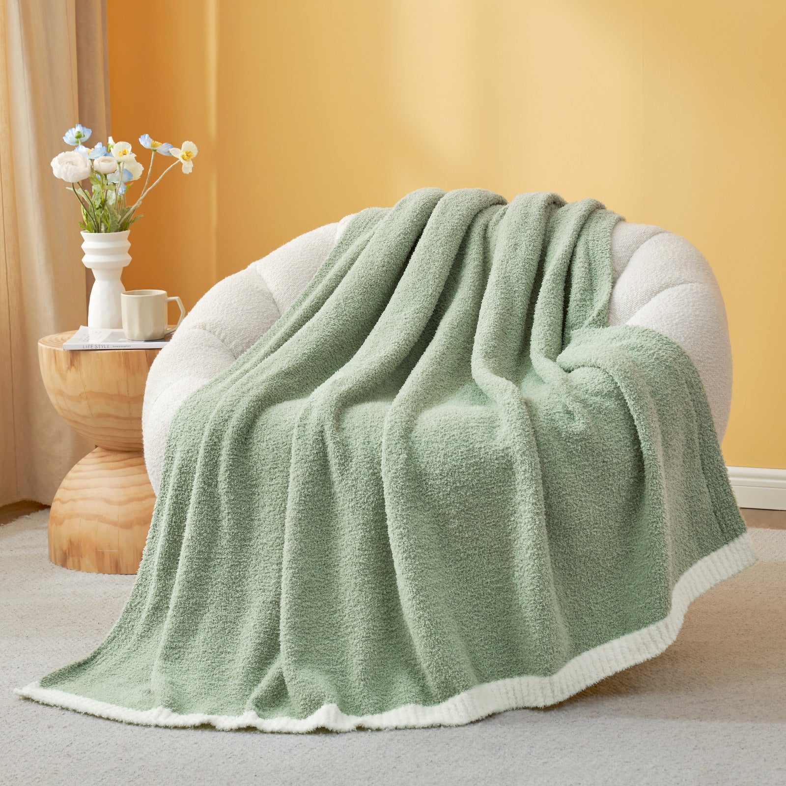 Ultra Soft Solid Throw Blanket - Snuggle Sac - #Color_Sage Green