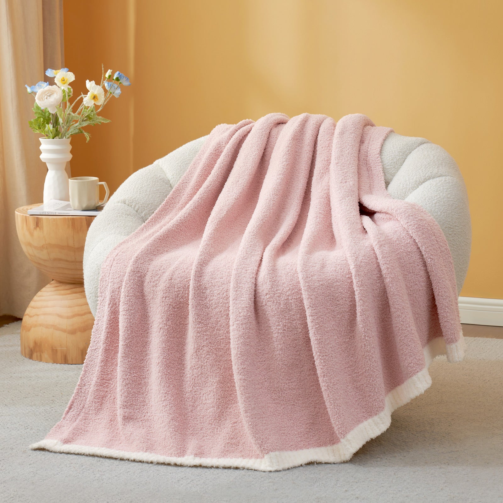 Ultra Soft Solid Throw Blanket - Snuggle Sac - #Color_Pink