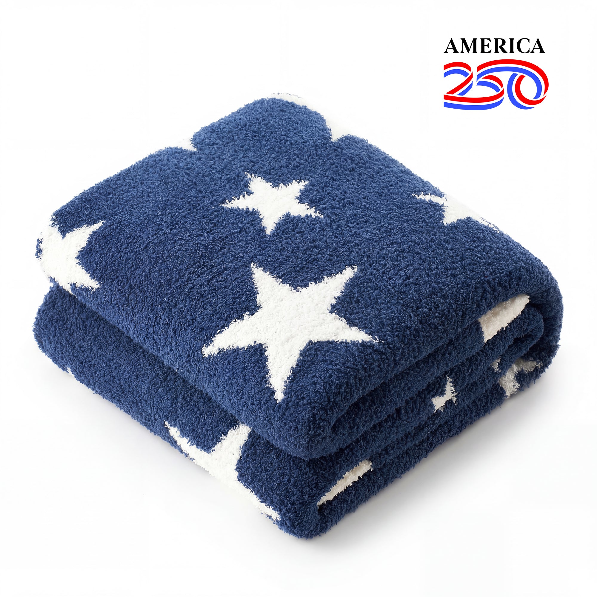 SnugCozy Reversible Star Feather Yarn Knit Throw Blanket