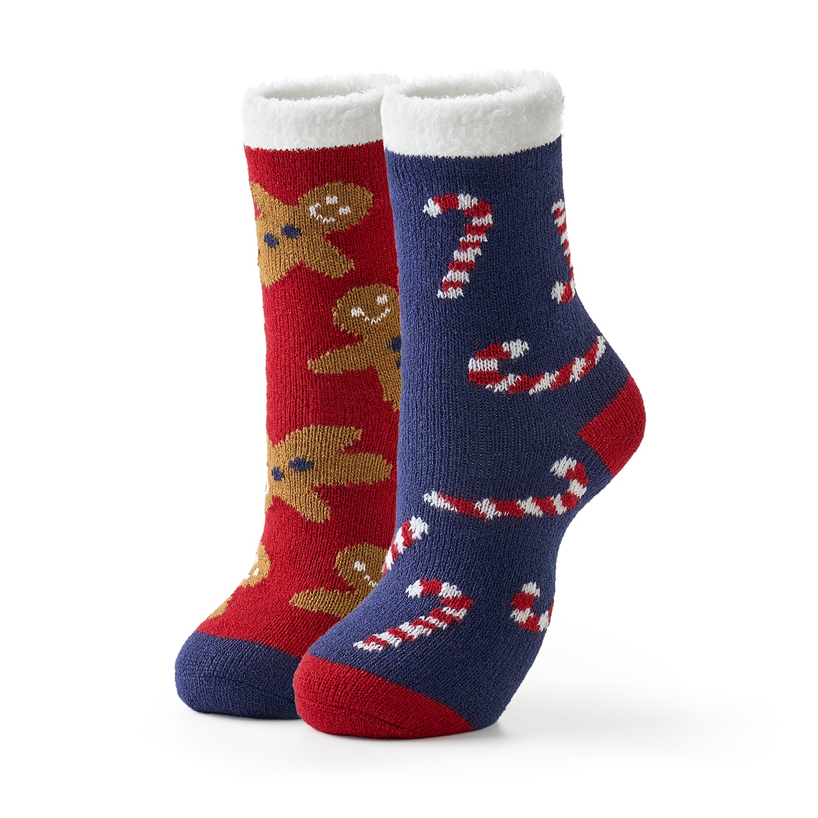 Women Double Layer Christmas Socks 2 pairs - Red Tree & Blue