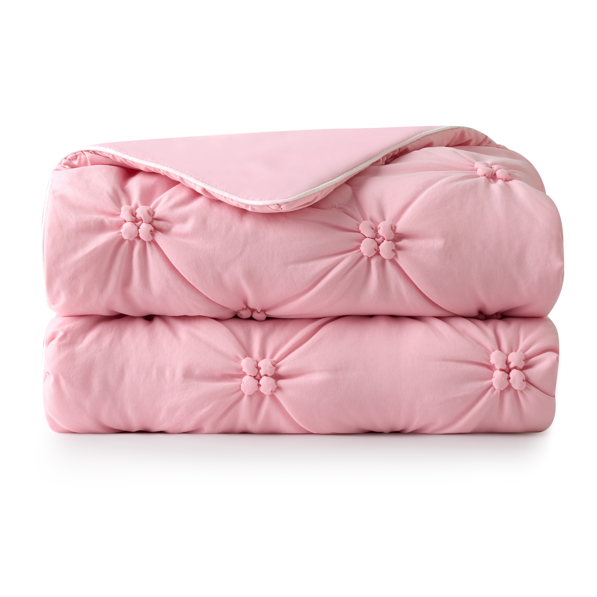 Folded Snuggle Sac Elegant pintuck breathable Cooling Comforter, featuring pintuck texture#color_Pink