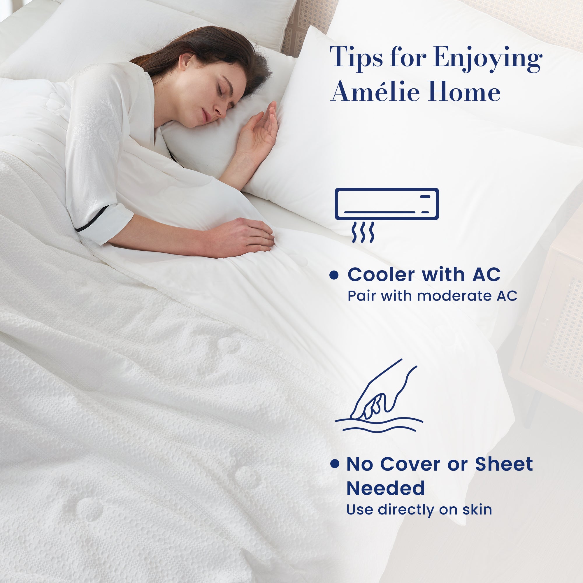 Snuggle Sac white cooling blanket for hot sleepers, night sweat, menopause group and pregnant women. #color_White