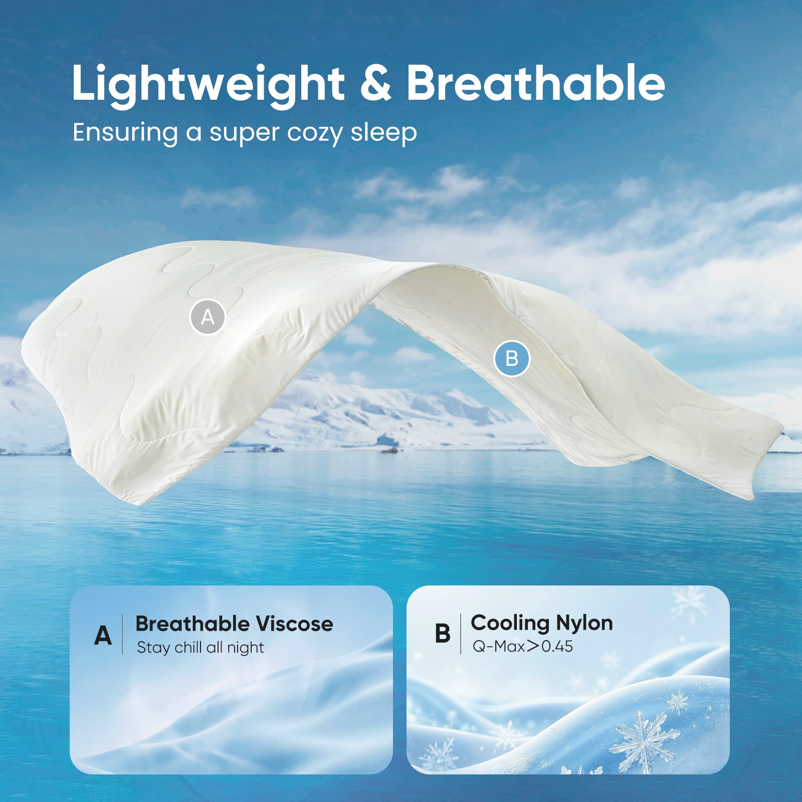 breathable cooling comforter#Color_Snow Ivory