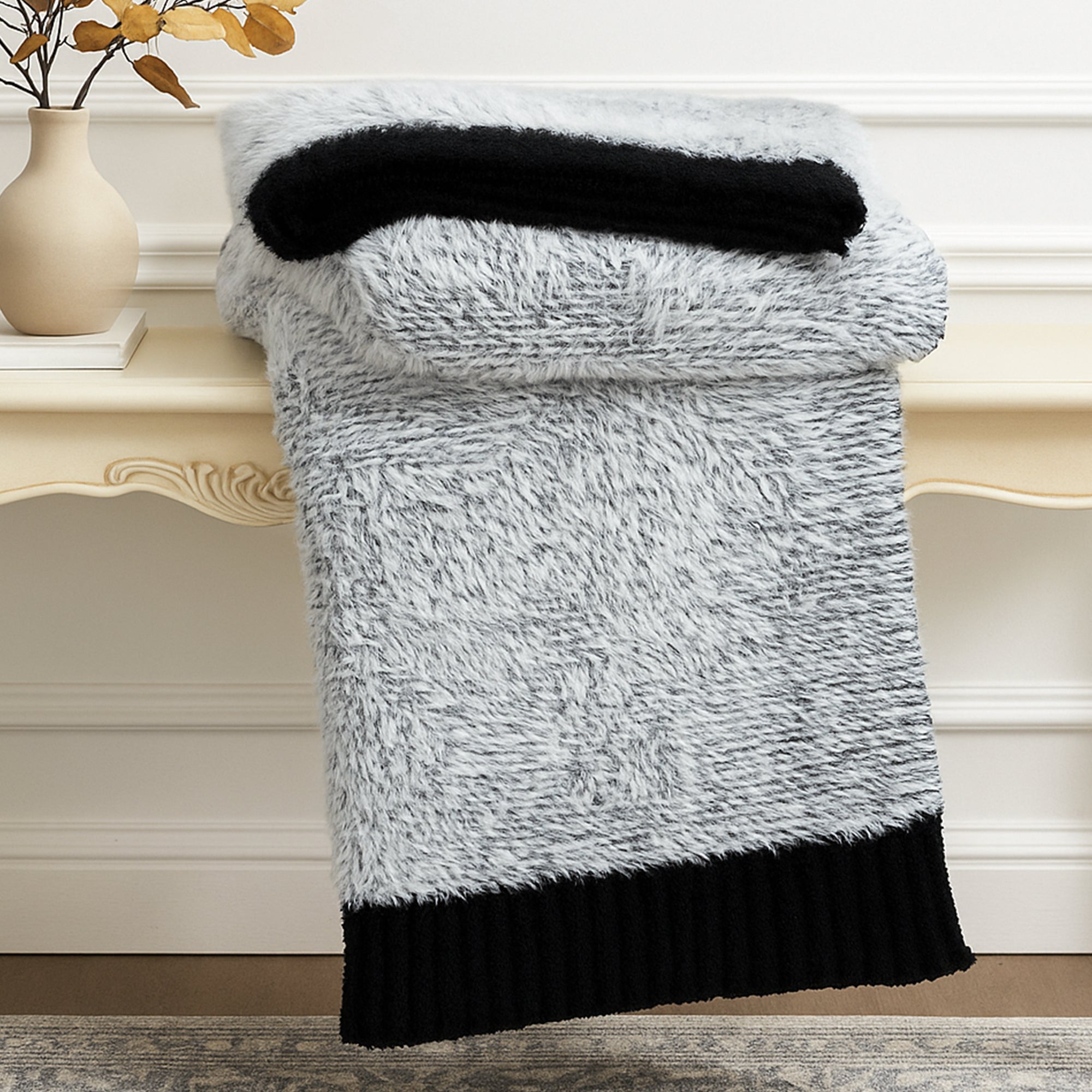 SnugCozy Ultrasoft Faux Fur Knit Throw Blanket