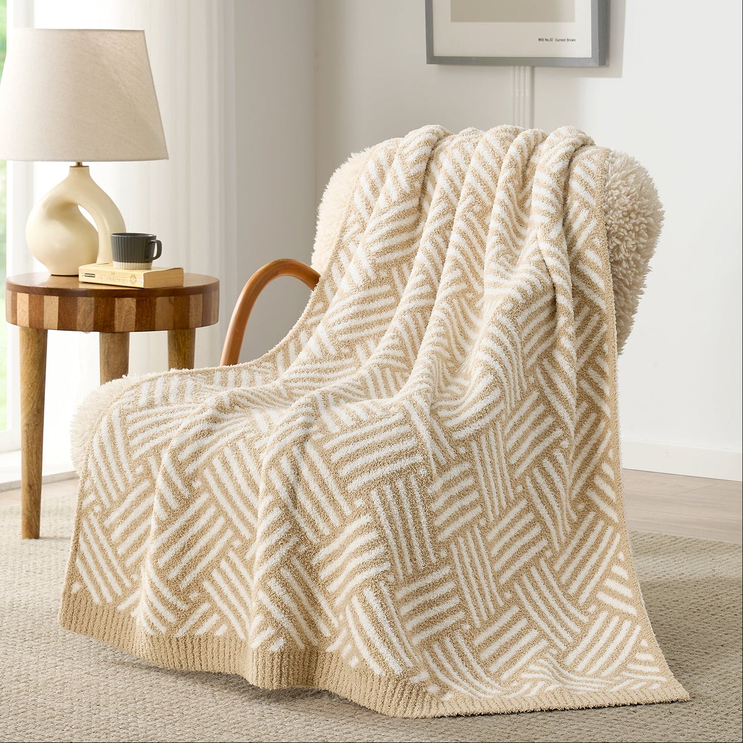 SnugCozy Classic Boho Feather Yarn Throw