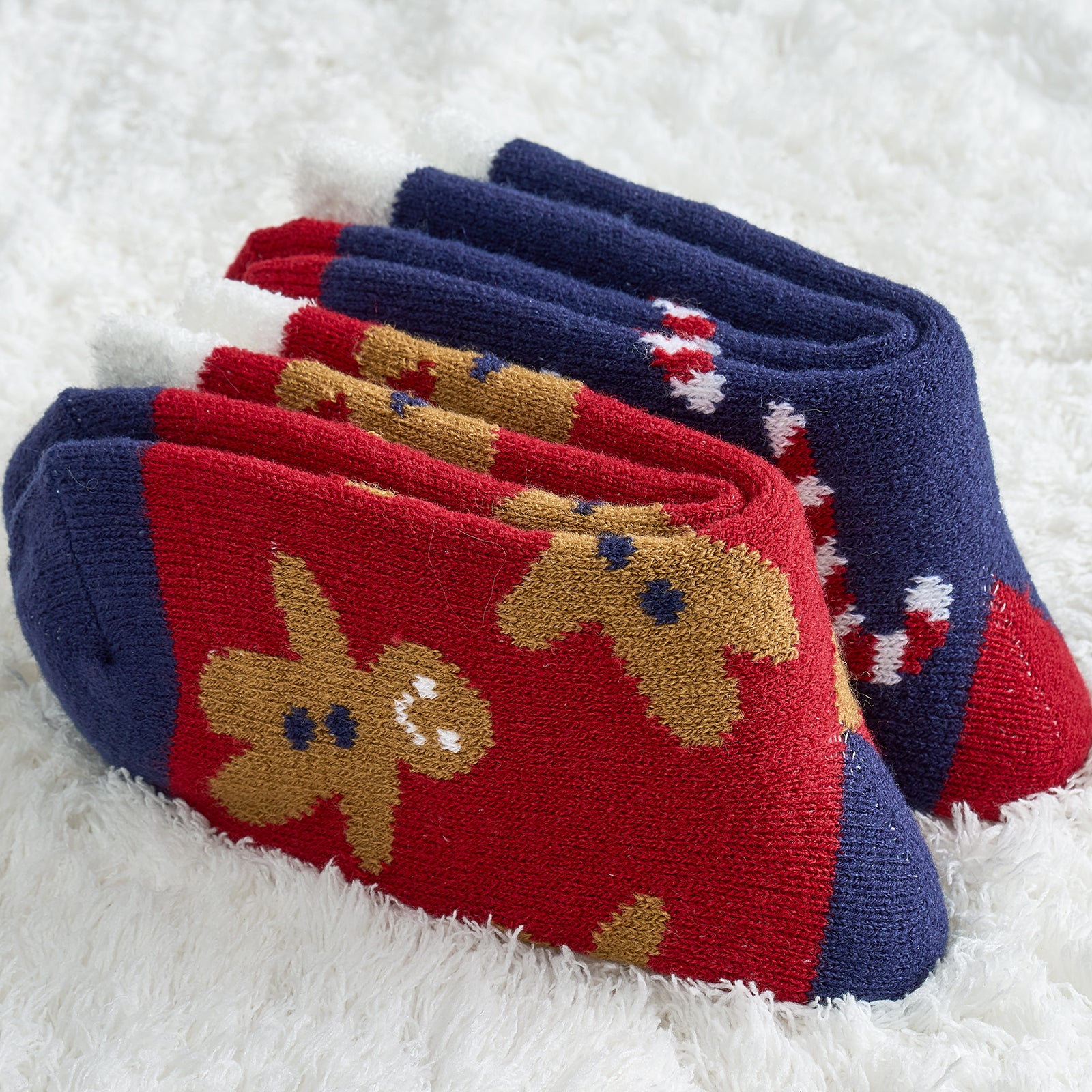 Women Double Layer Christmas Socks 2 pairs - Red Tree & Blue