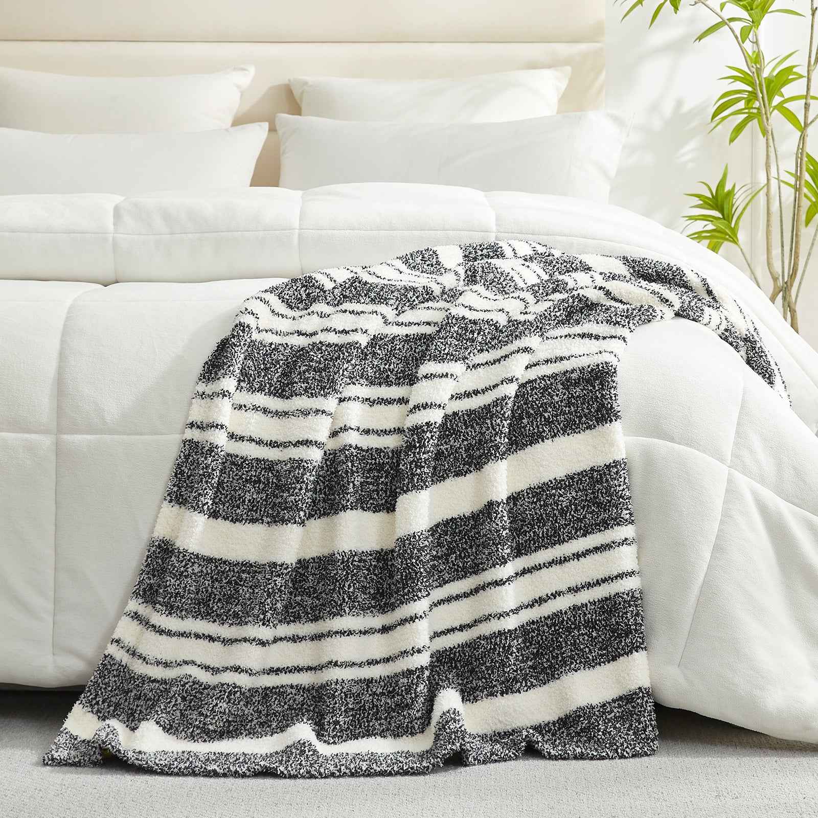 Stripe Throw Blanket - Snuggle Sac-#Color_Black