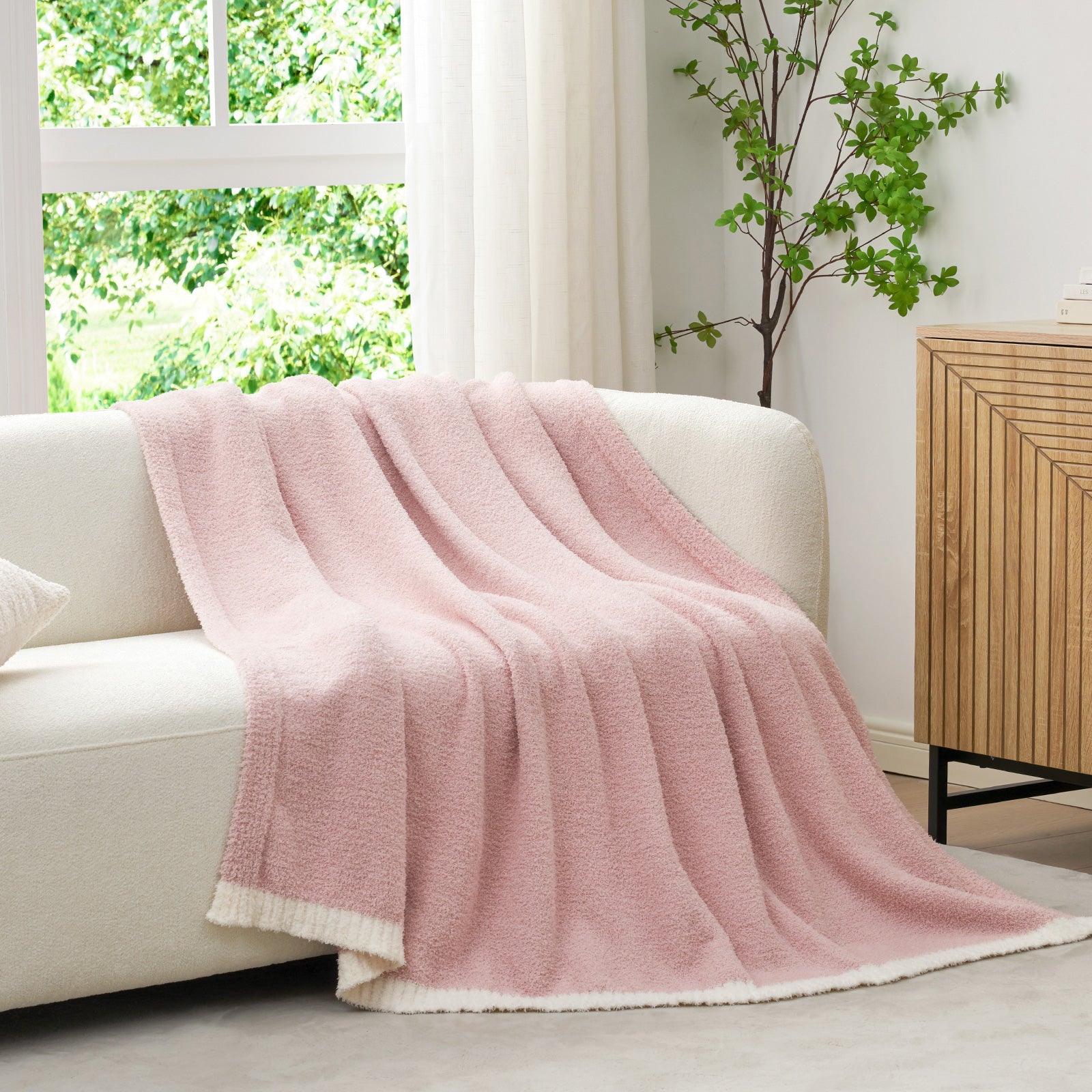 Ultra Soft Solid Throw Blanket - Snuggle Sac - #Color_Pink