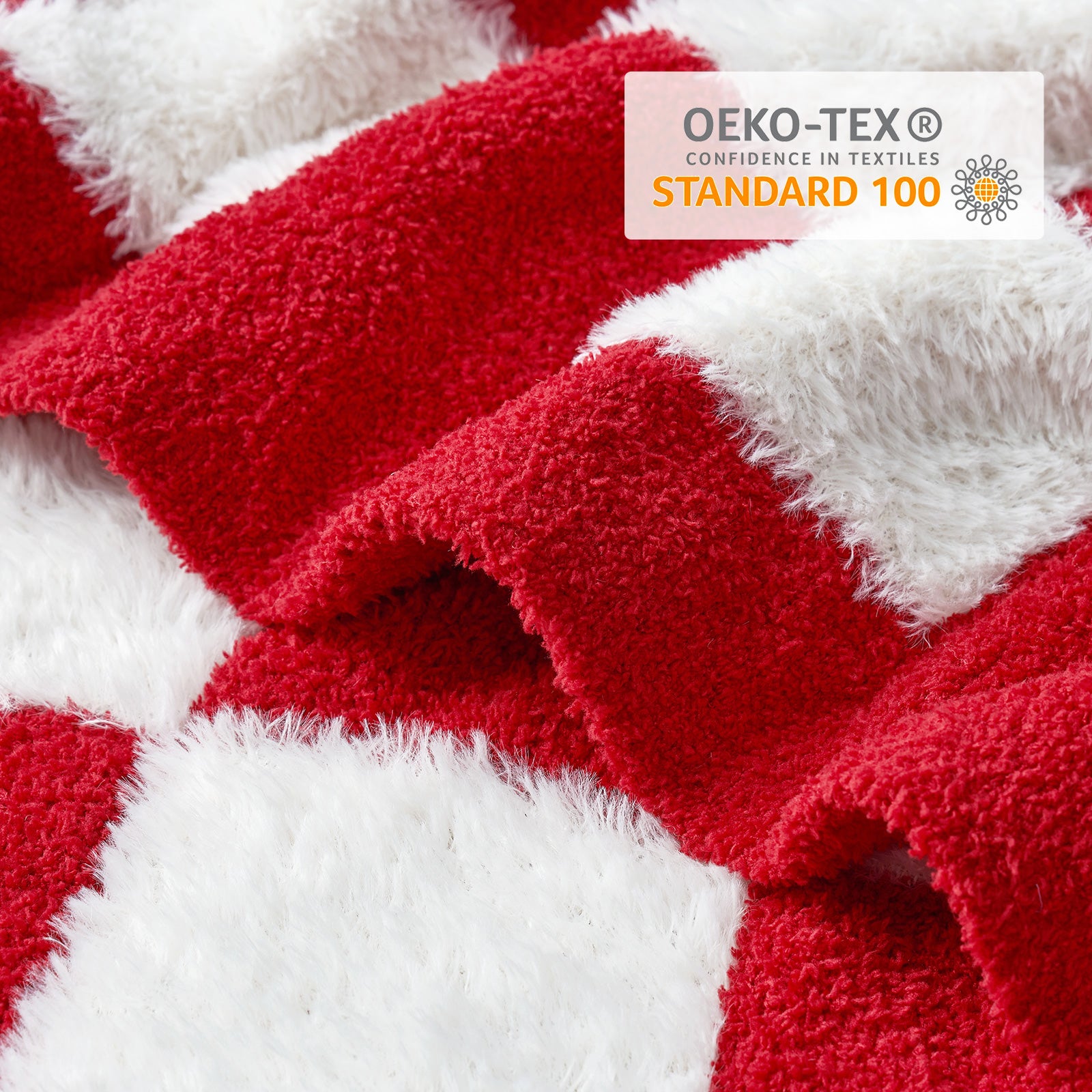 SnugCozy UltraCozy Checkered Knit Feather Yarn Throw Blanket