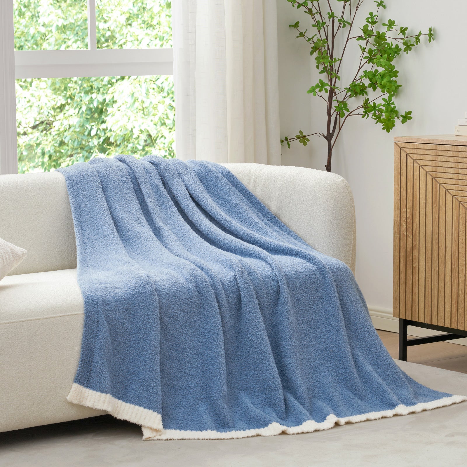 Ultra Soft Solid Throw Blanket - Snuggle Sac - #Color_Blue