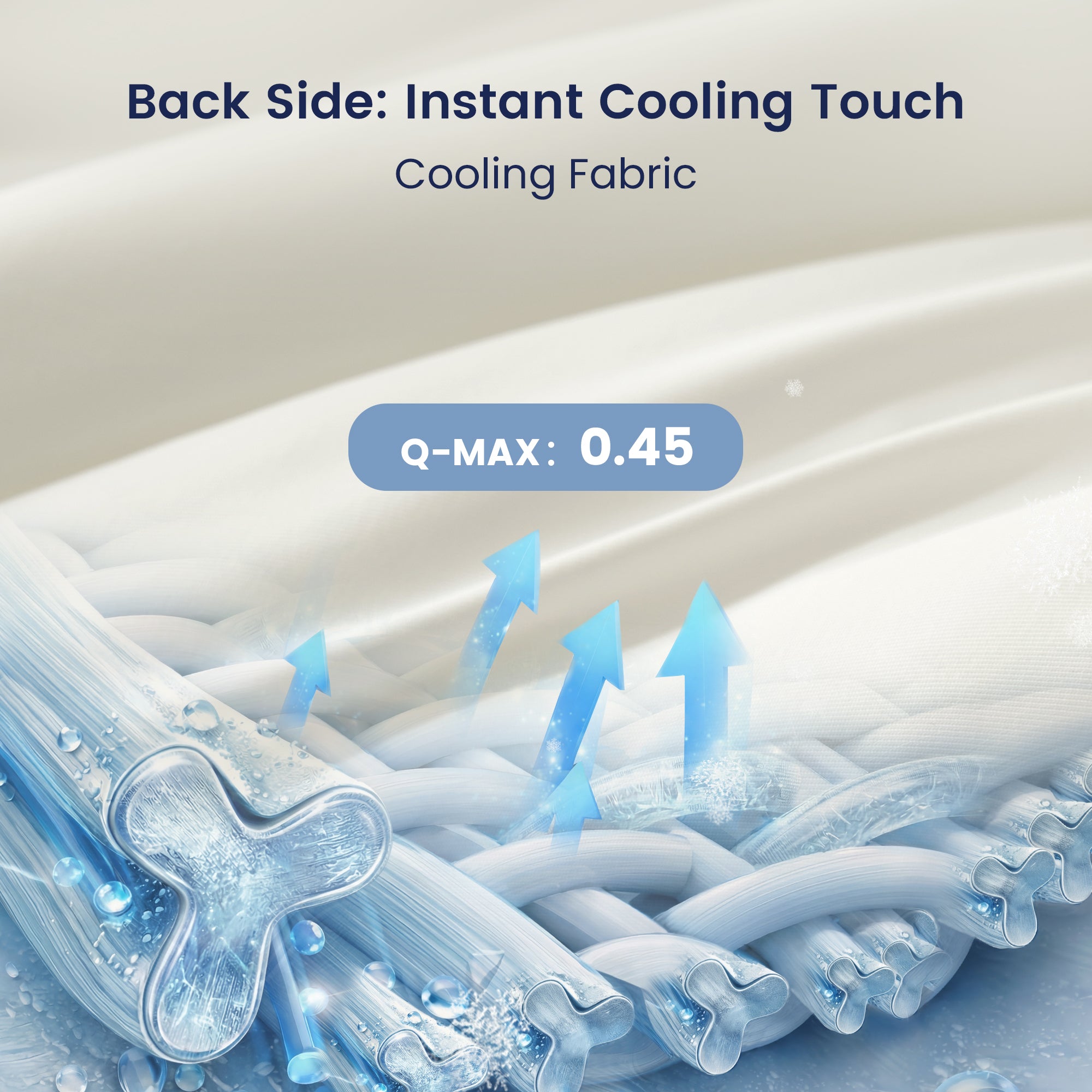 Illustration of cooling fabric with Q-MAX value displayed#color_White
