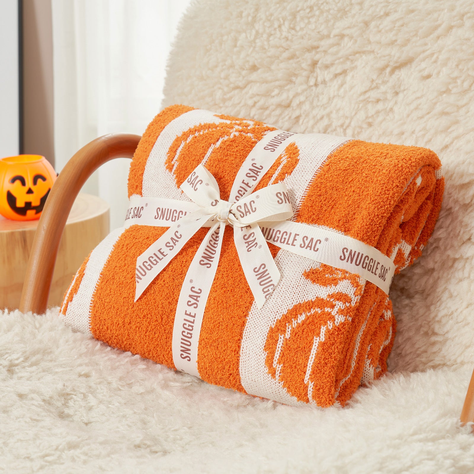 Halloween Checkered Orange Pumpkin Blanket