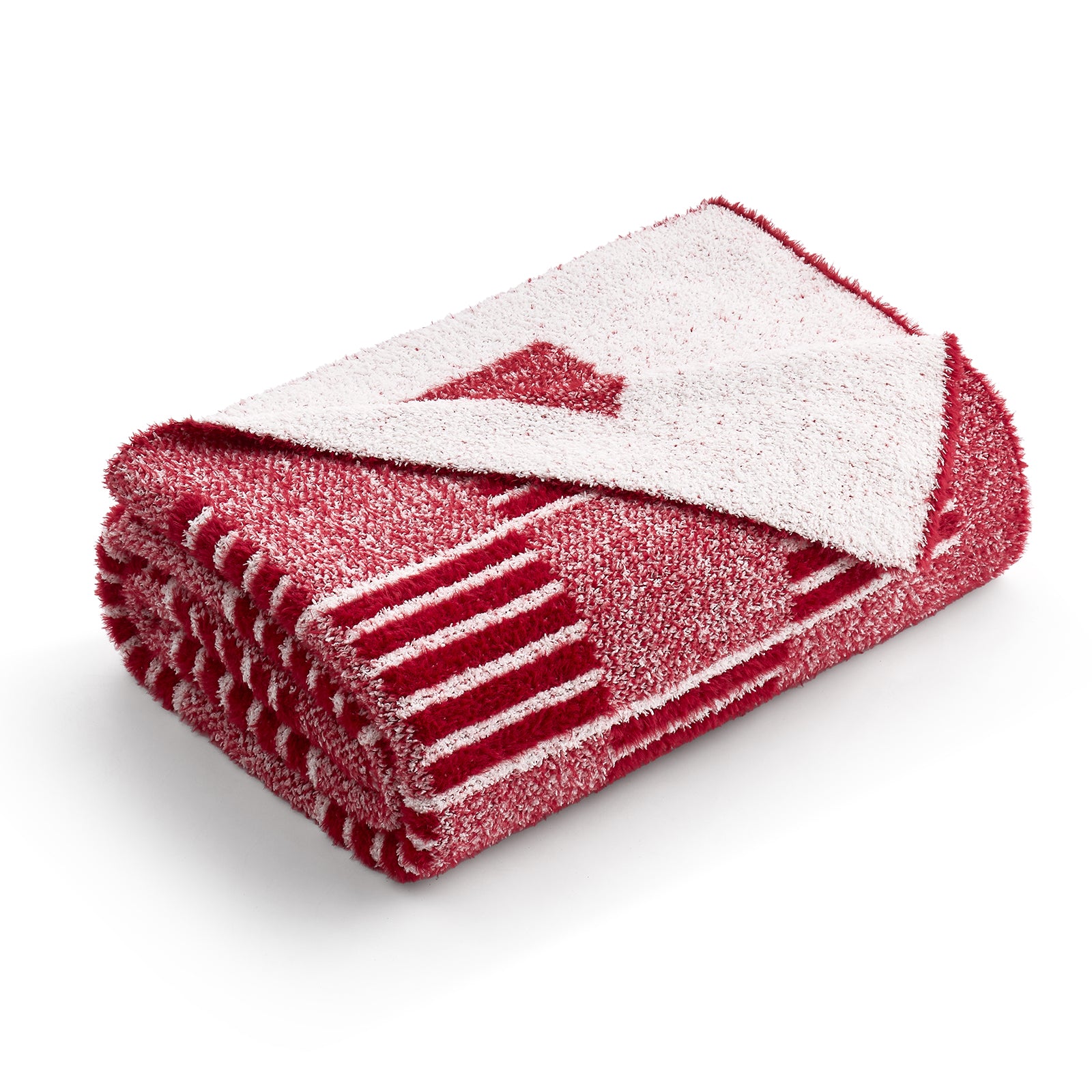 Red and white towel with a logo on a white background #color_Heather Red