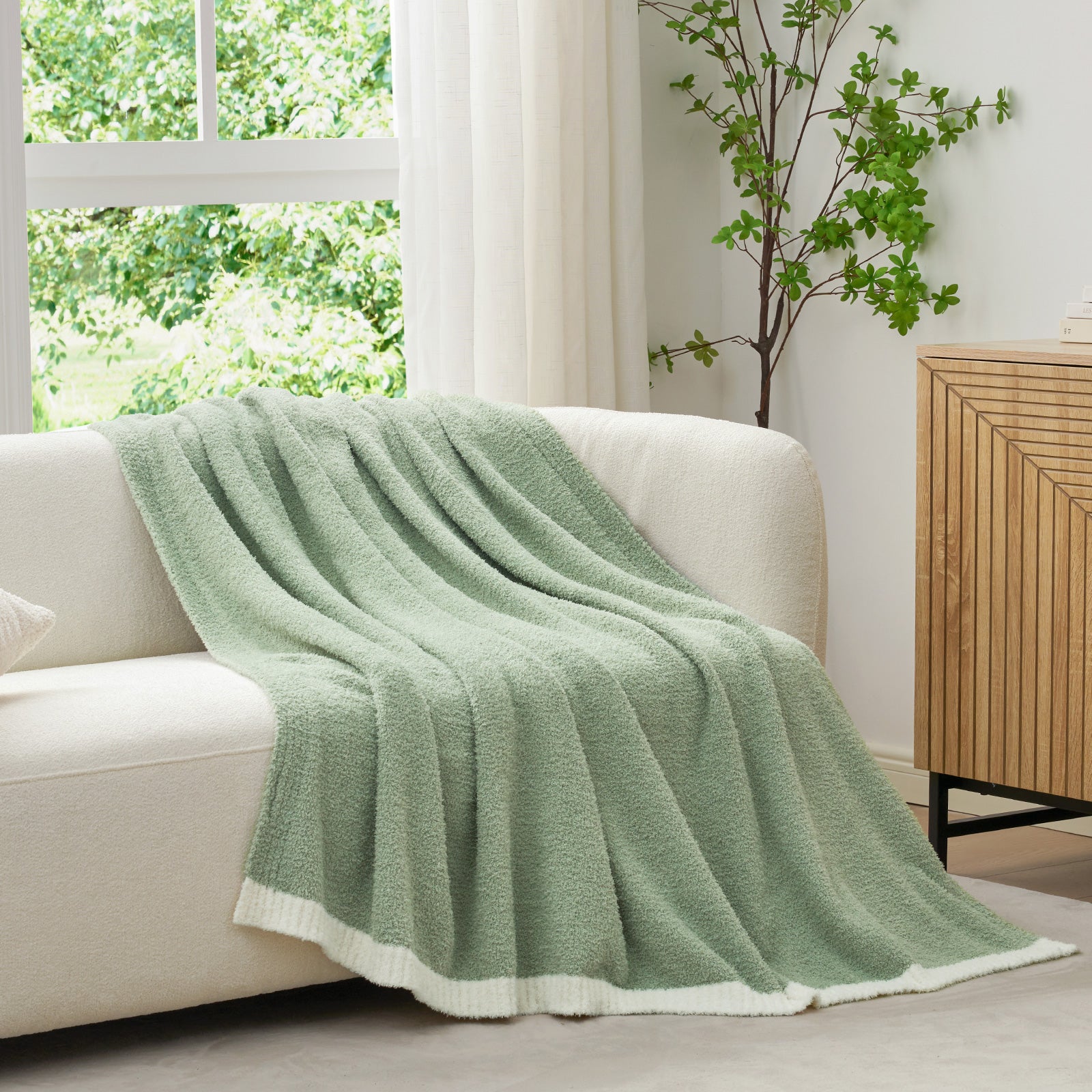Ultra Soft Solid Throw Blanket - Snuggle Sac - #Color_Sage Green