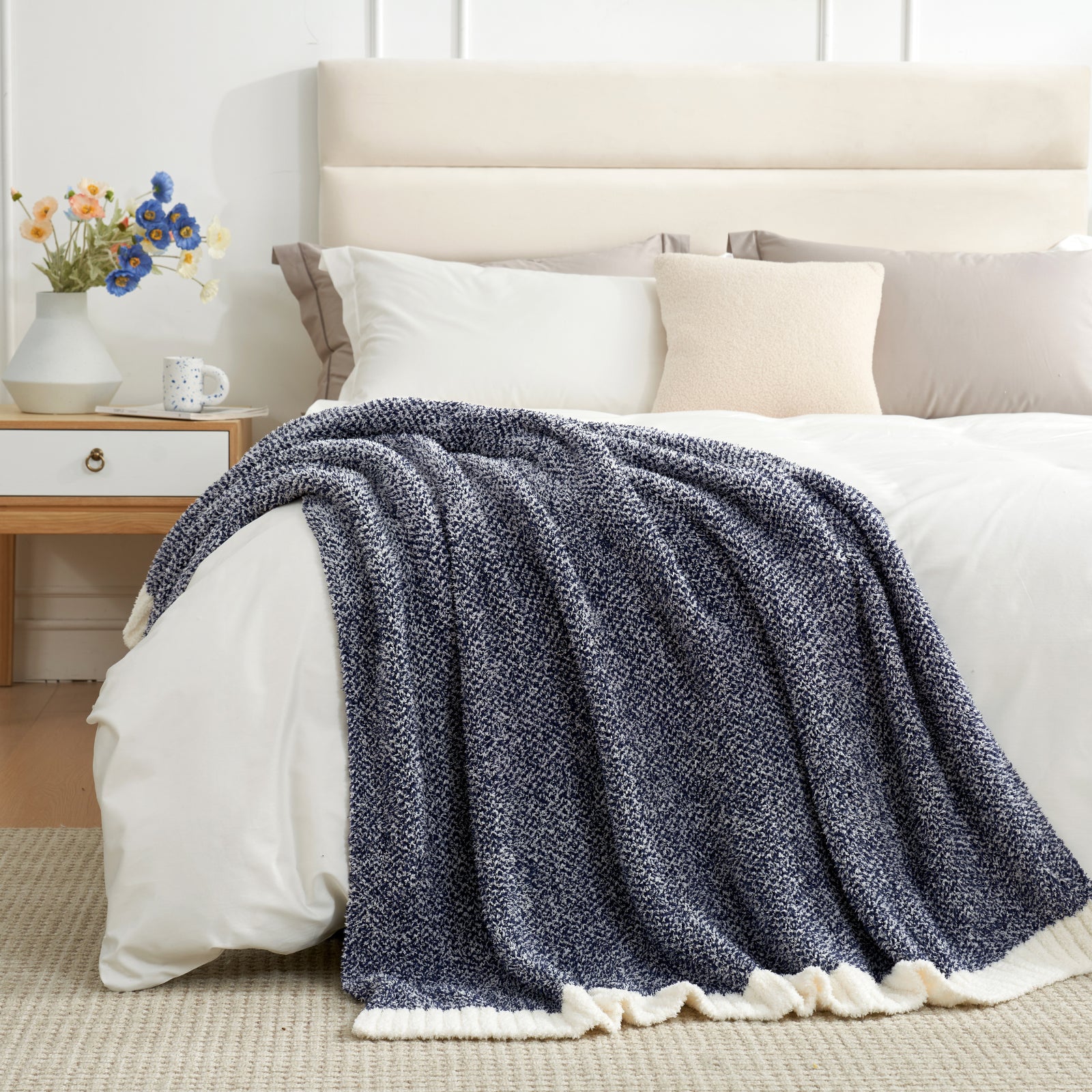 Heather Throw Blanket - Snuggle Sac - #Color_Dark Blue