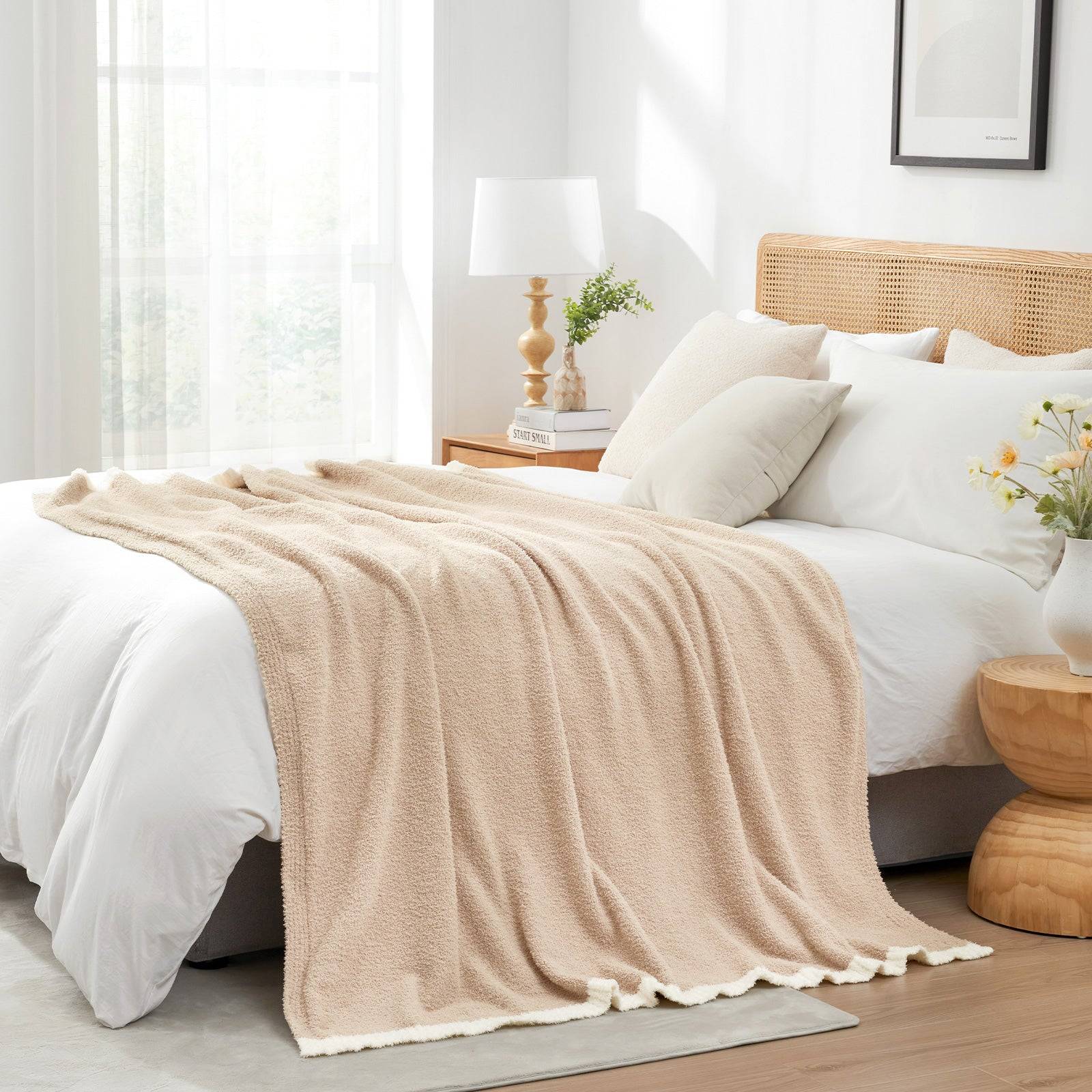 Ultra Soft Solid Throw Blanket - Snuggle Sac - #Color_Beige
