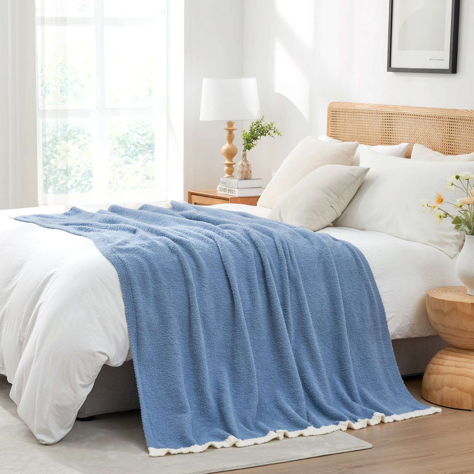 Ultra Soft Solid Throw Blanket - Snuggle Sac - #Color_Blue