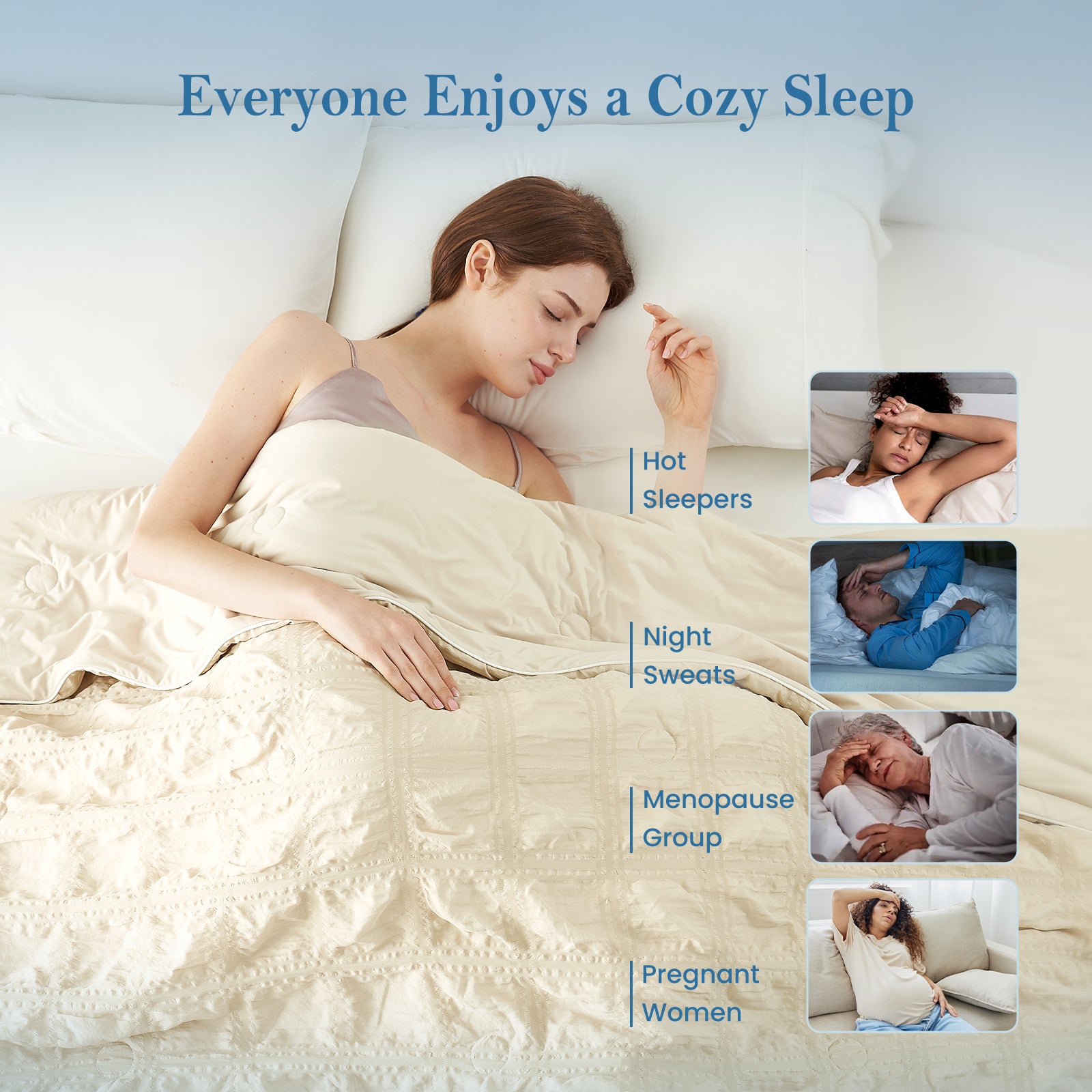 Snuggle Sac khaki cooling blanket for hot sleepers, night sweat, menopause group and pregnant women#color_Khaki