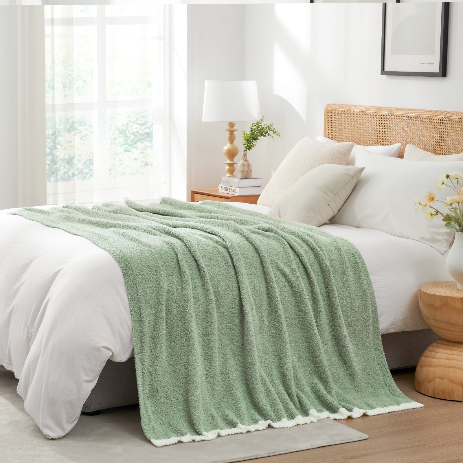 Ultra Soft Solid Throw Blanket - Snuggle Sac - #Color_Sage Green
