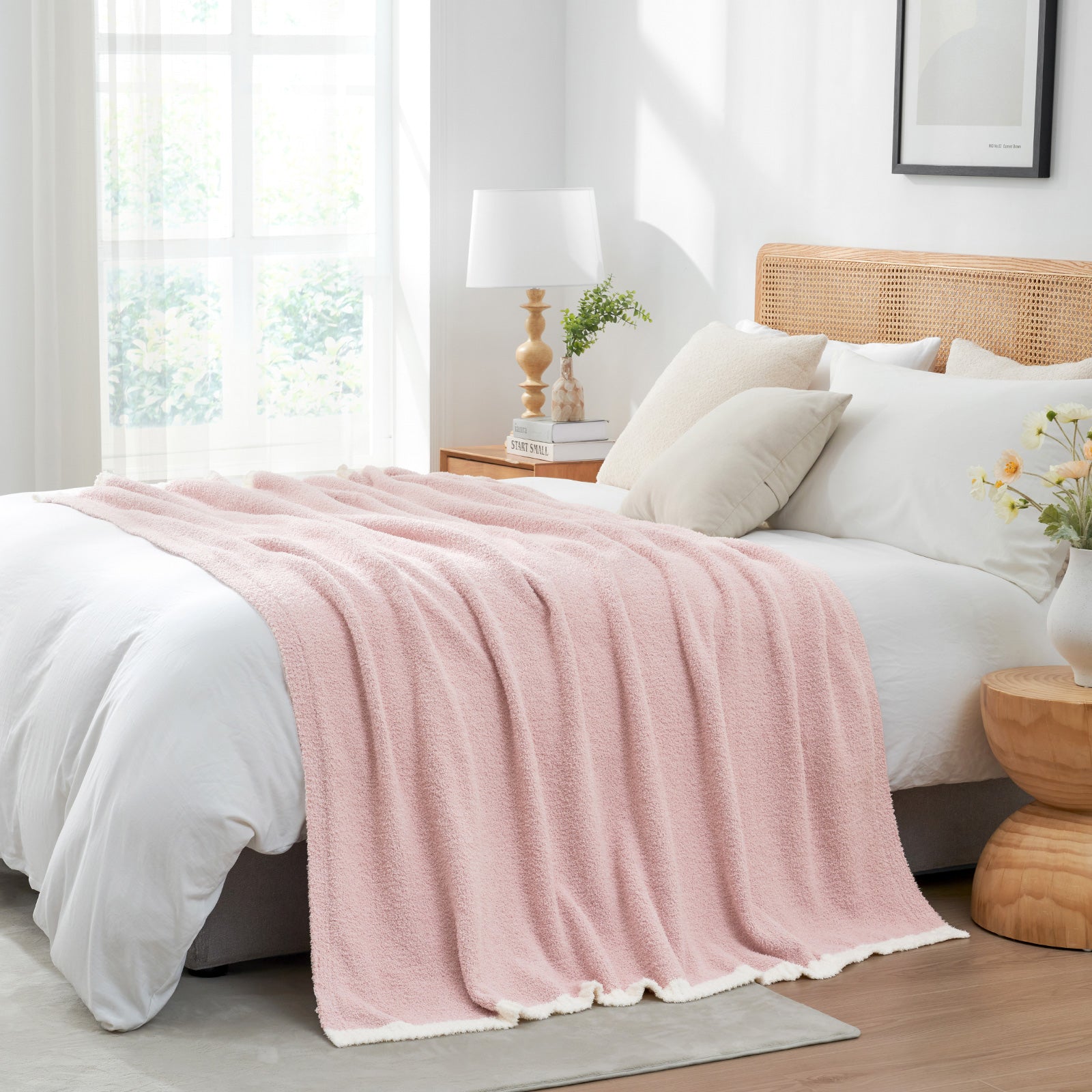 Ultra Soft Solid Throw Blanket - Snuggle Sac - #Color_Pink