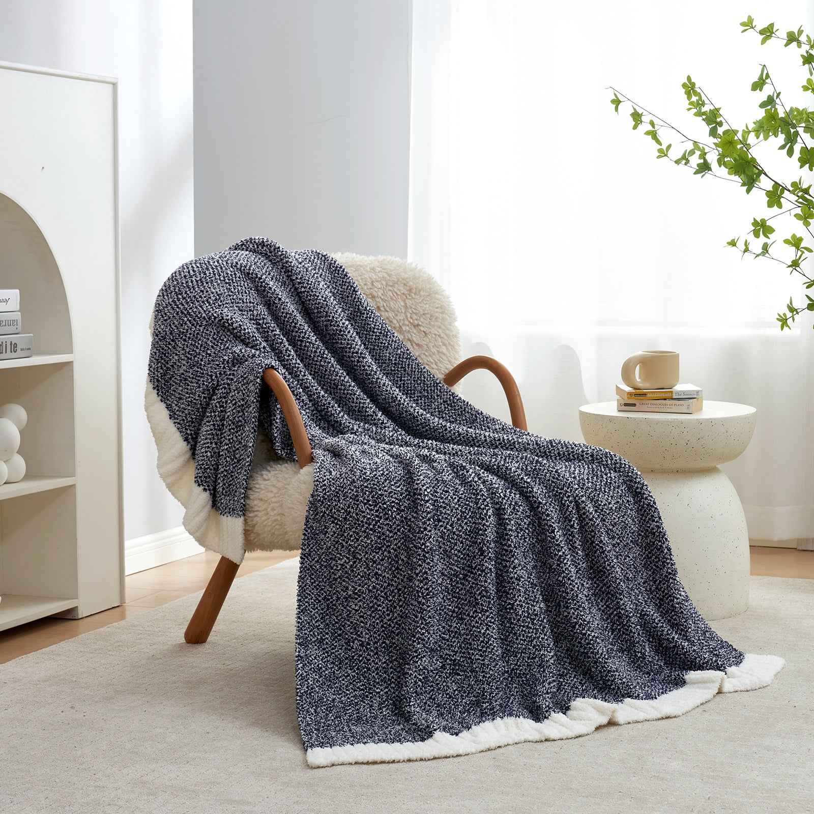 Heather Throw Blanket - Snuggle Sac - #Color_Dark Blue