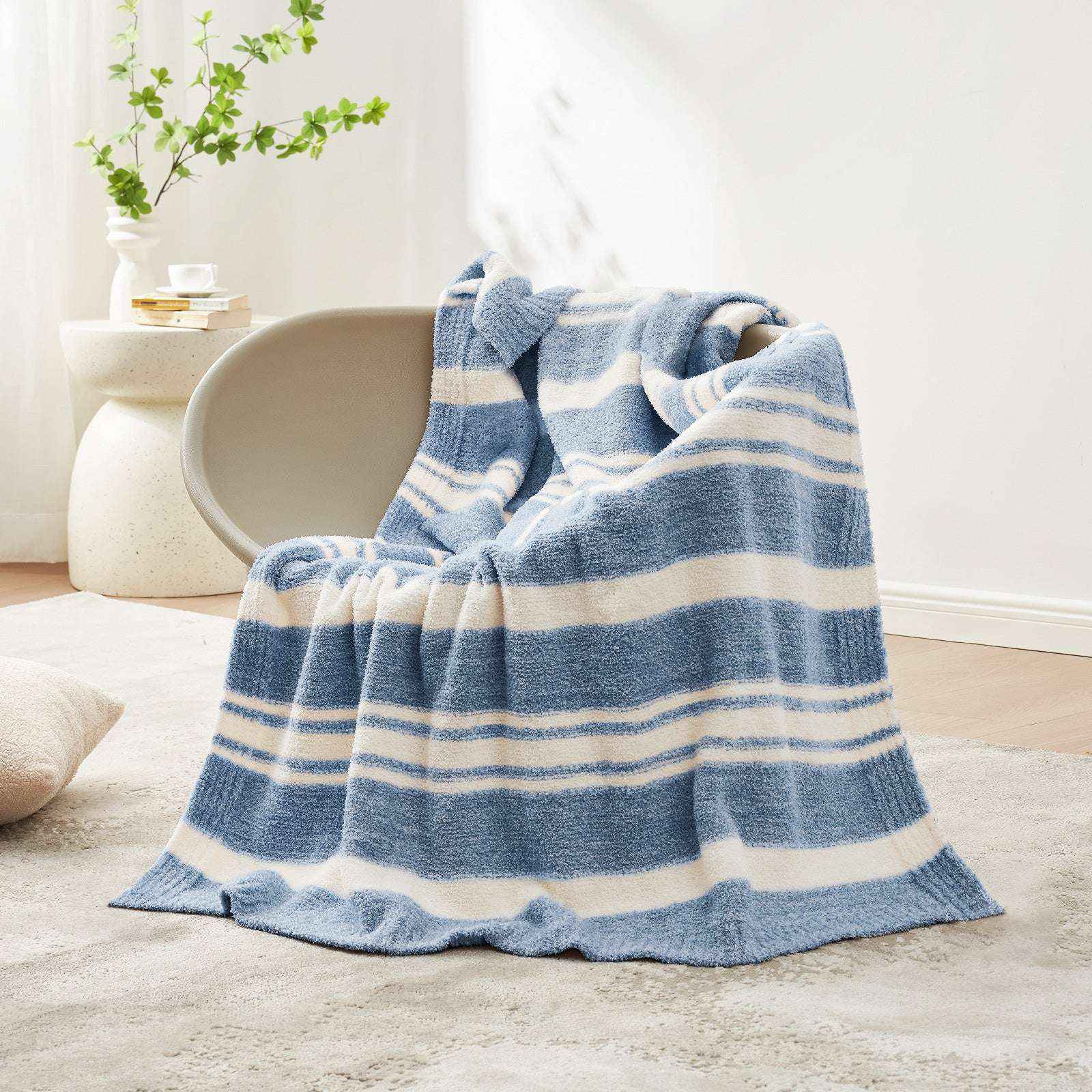 Stripe Throw Blanket - Snuggle Sac-#Color_Blue