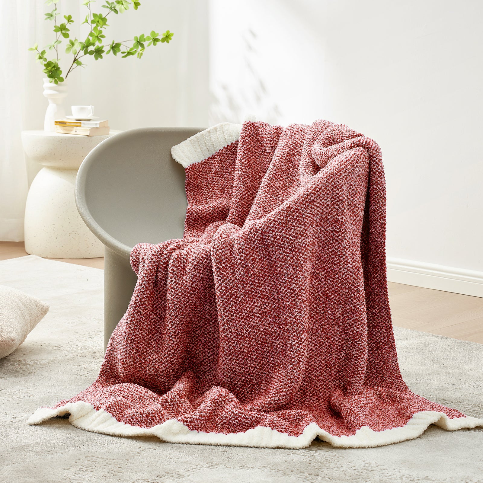 SnugCozy Essential Heather Feather Yarn Throw Blanket