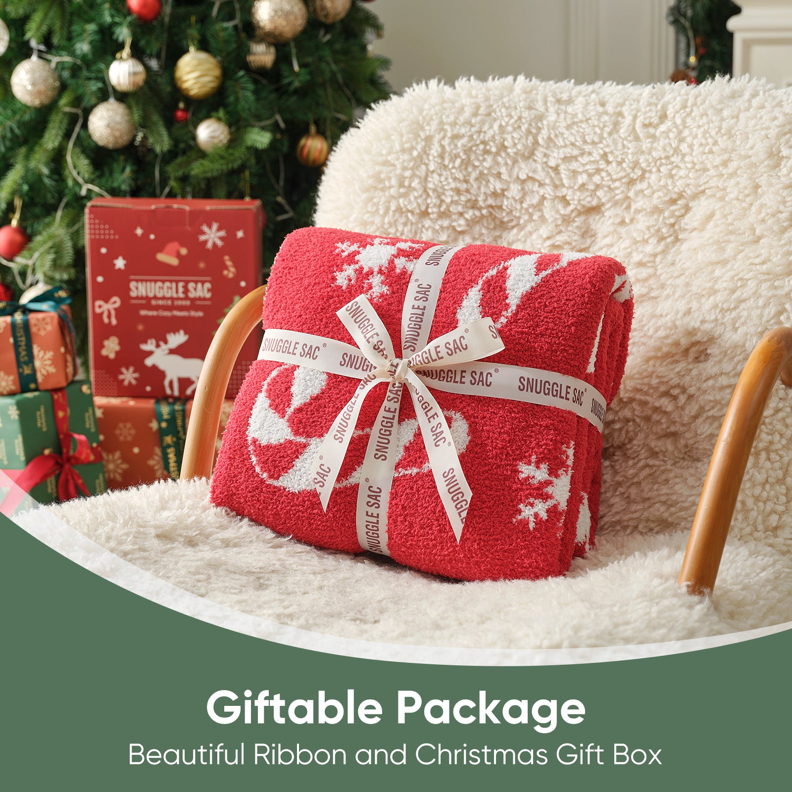 Reversible Fairy Isle Sugarcane Christmas Throw Blanket