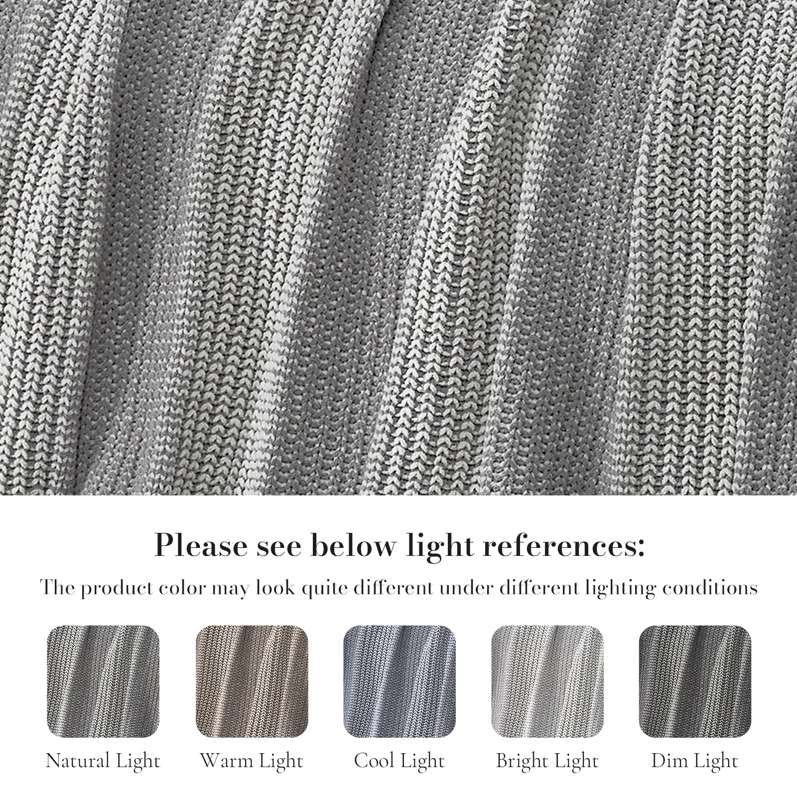 Close-up of gray fabric with light references text at the bottom #color_Two-tone Grey