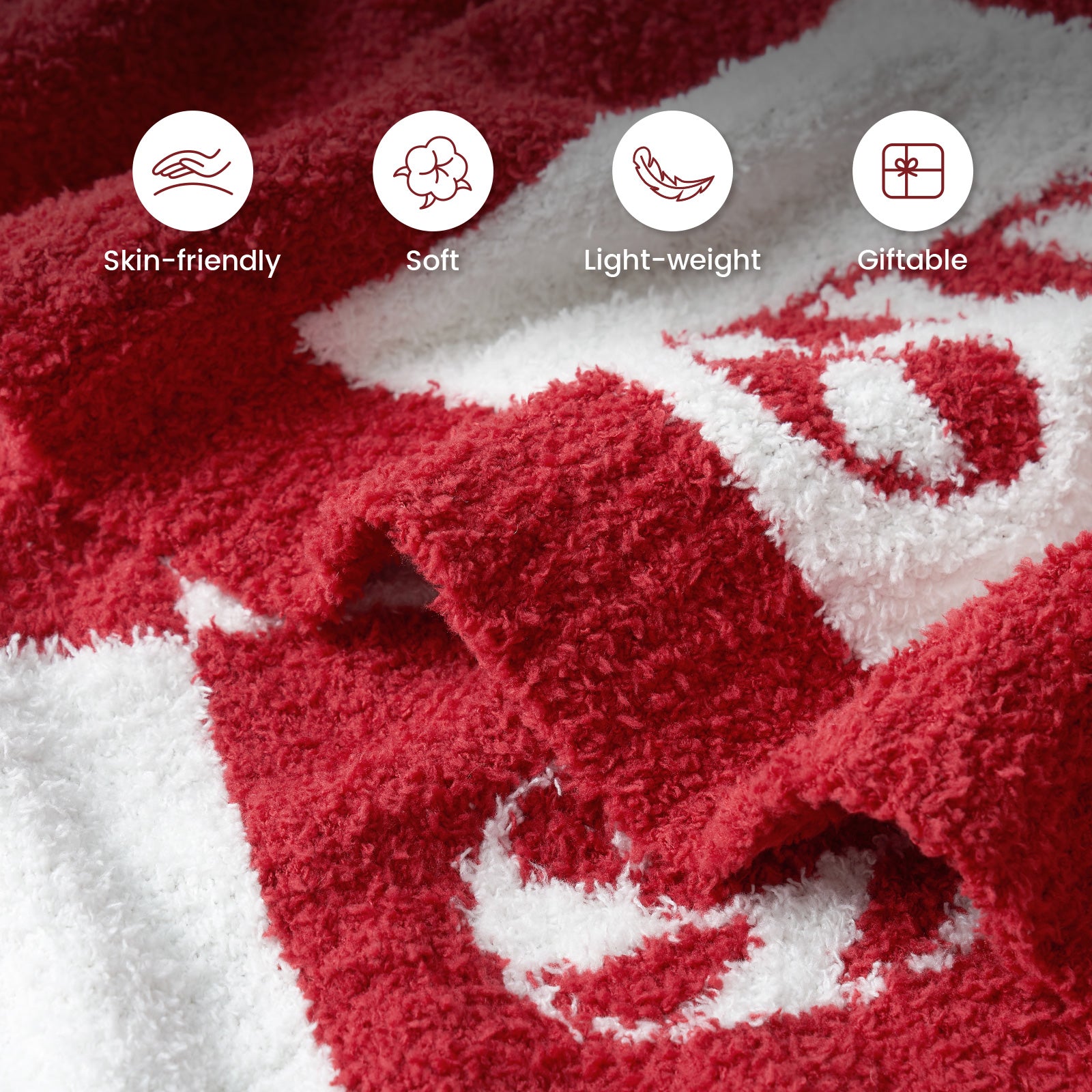 Christmas Red Candy Cane Throw Blanket