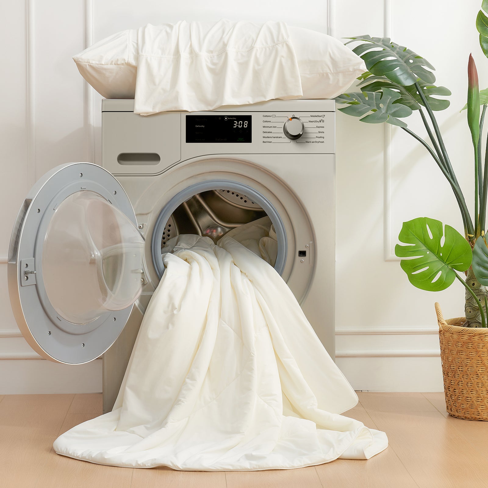 Machine washable cooling comforter for easy care#color_Cream White