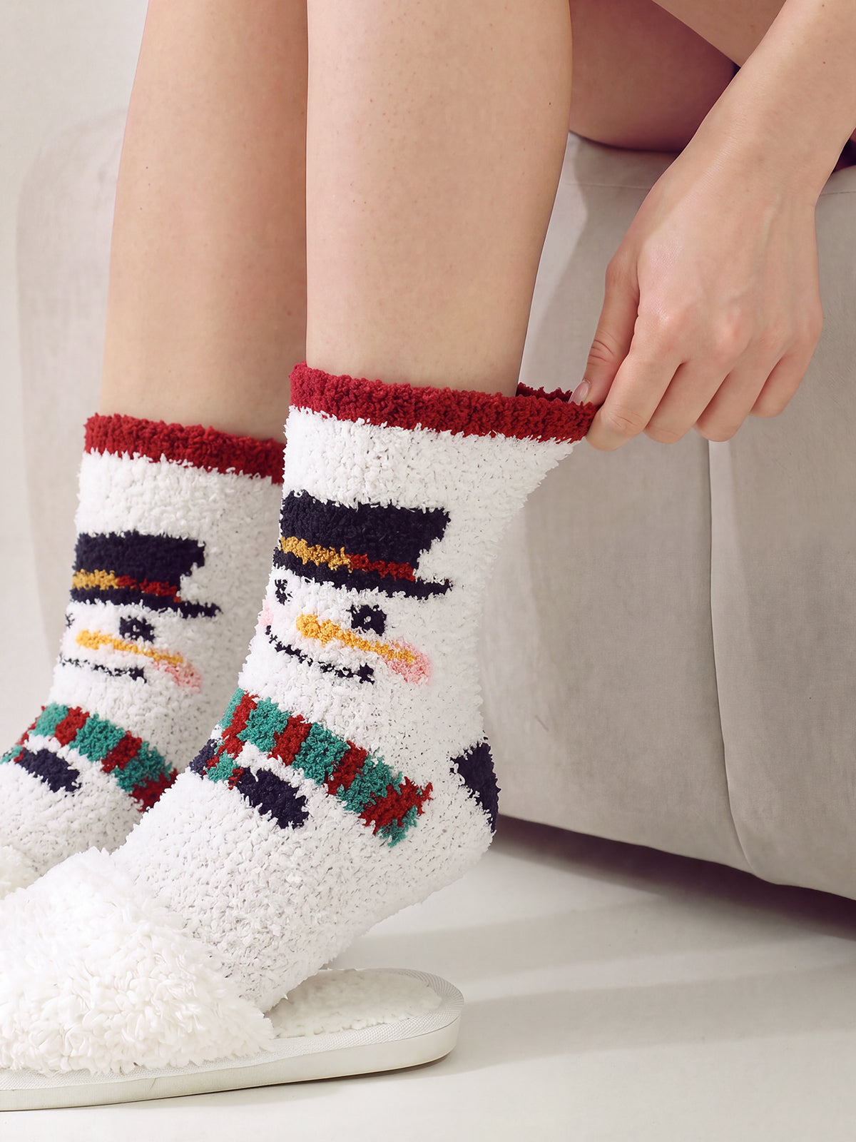 SnugChic Holiday Heathered Cozy Fuzzy Socks