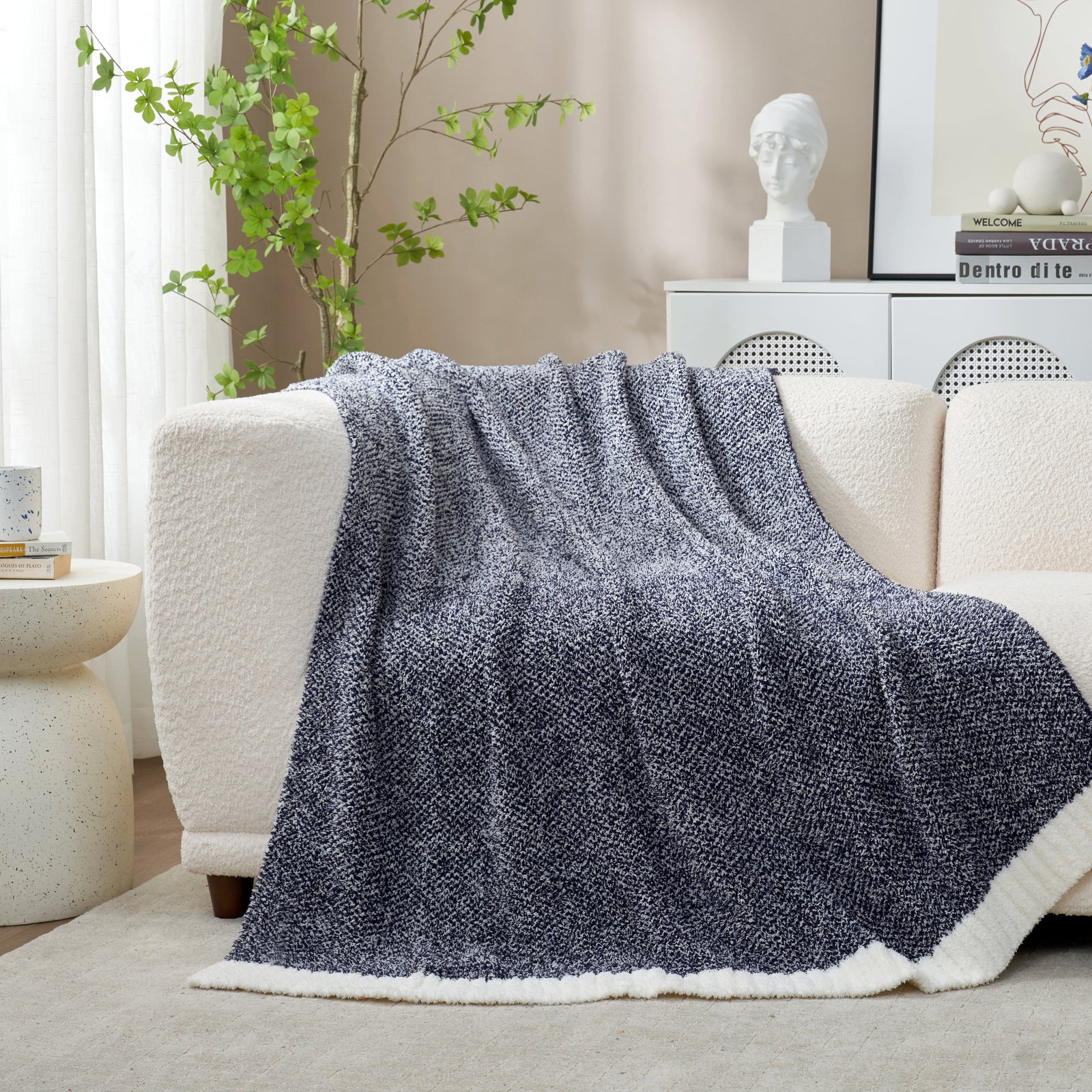 Heather Throw Blanket - Snuggle Sac - #Color_Dark Blue