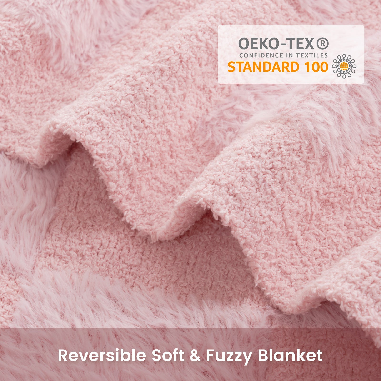 Checkered Faux Fur Microfiber Blanket - #Color_Solid Pink