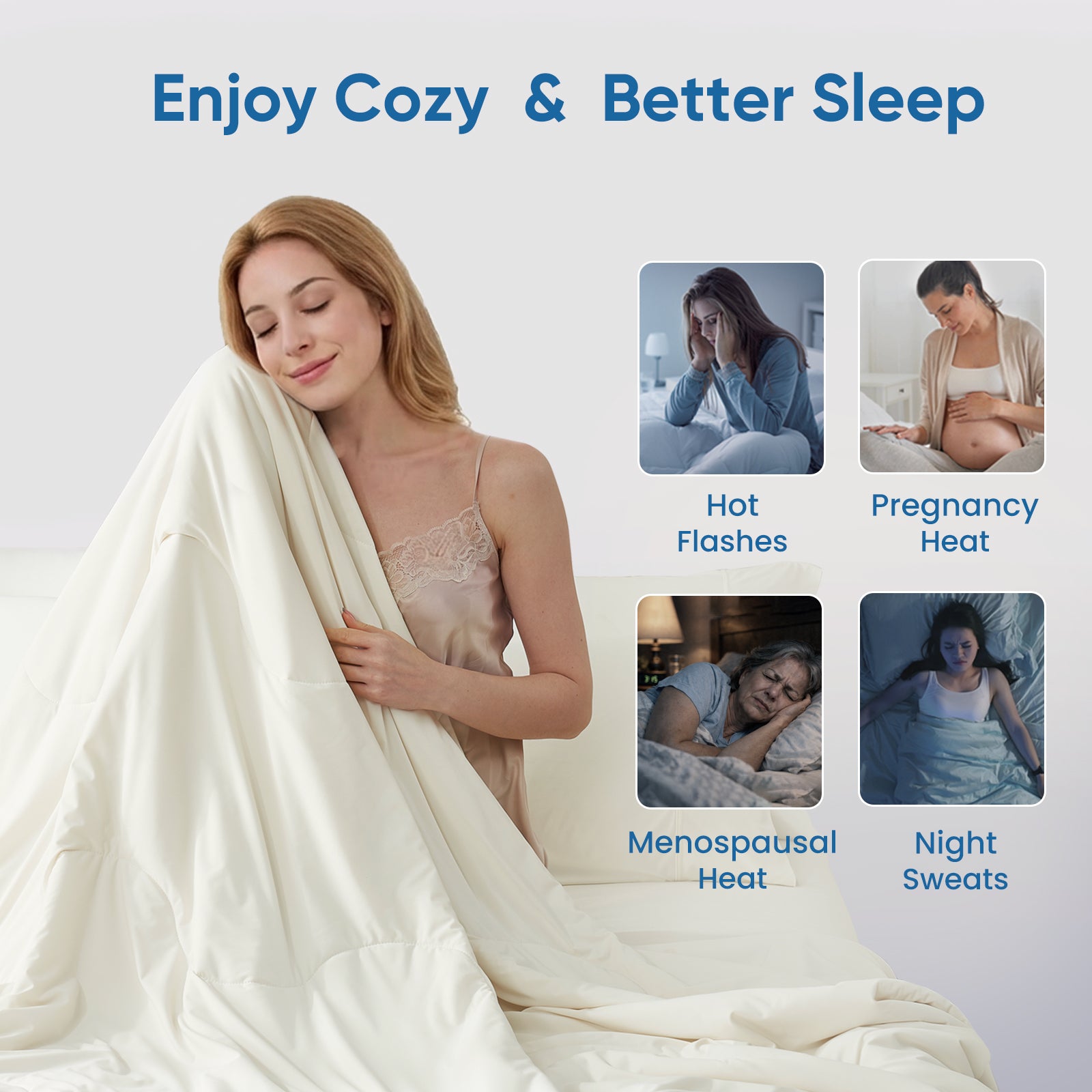 breathable cooling comforter#Color_Snow Ivory